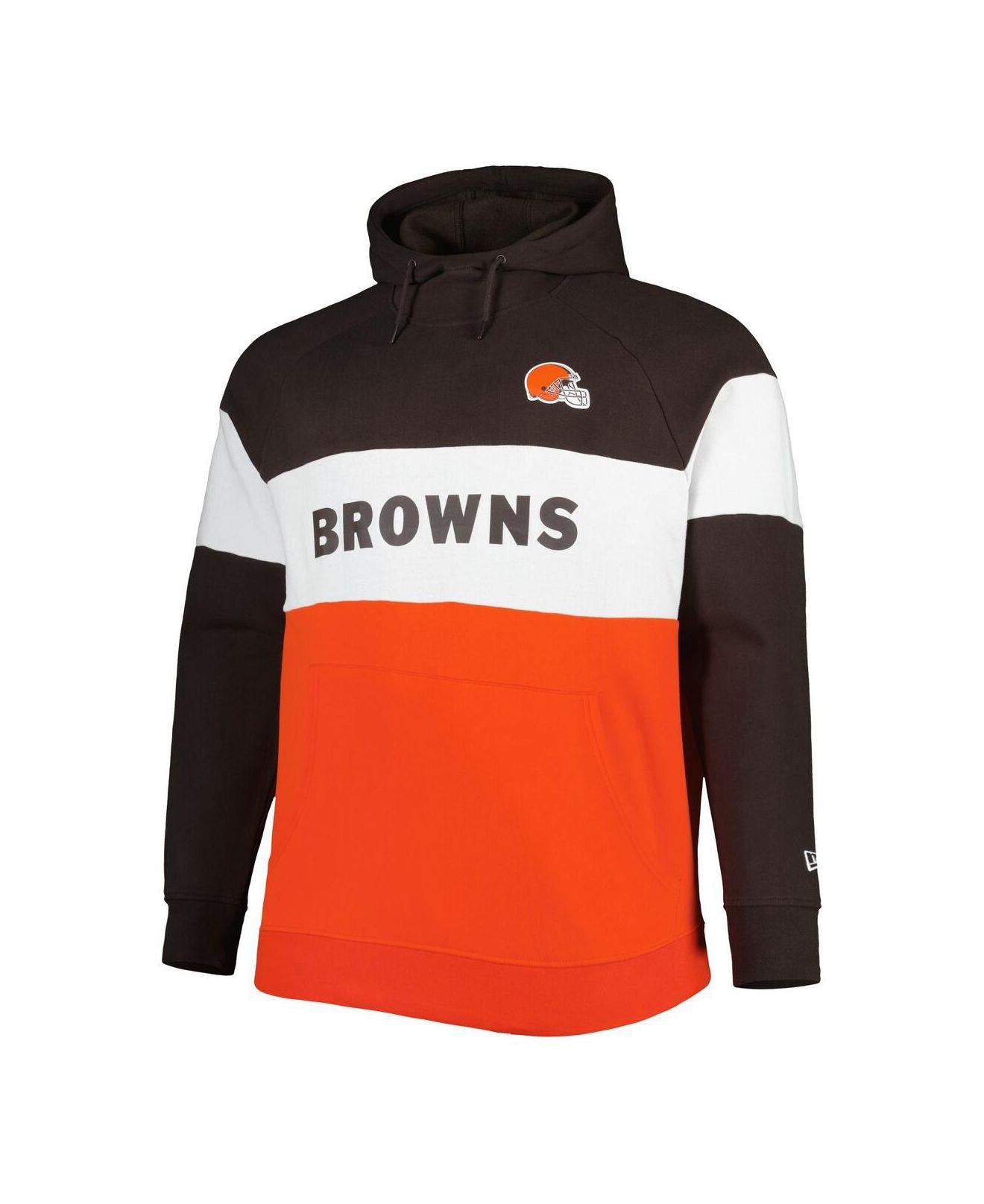 KTZ Brown, Orange Cleveland Browns Big And Tall Current Team Colorblock  Fleece Raglan Pullover Hoodie for Men
