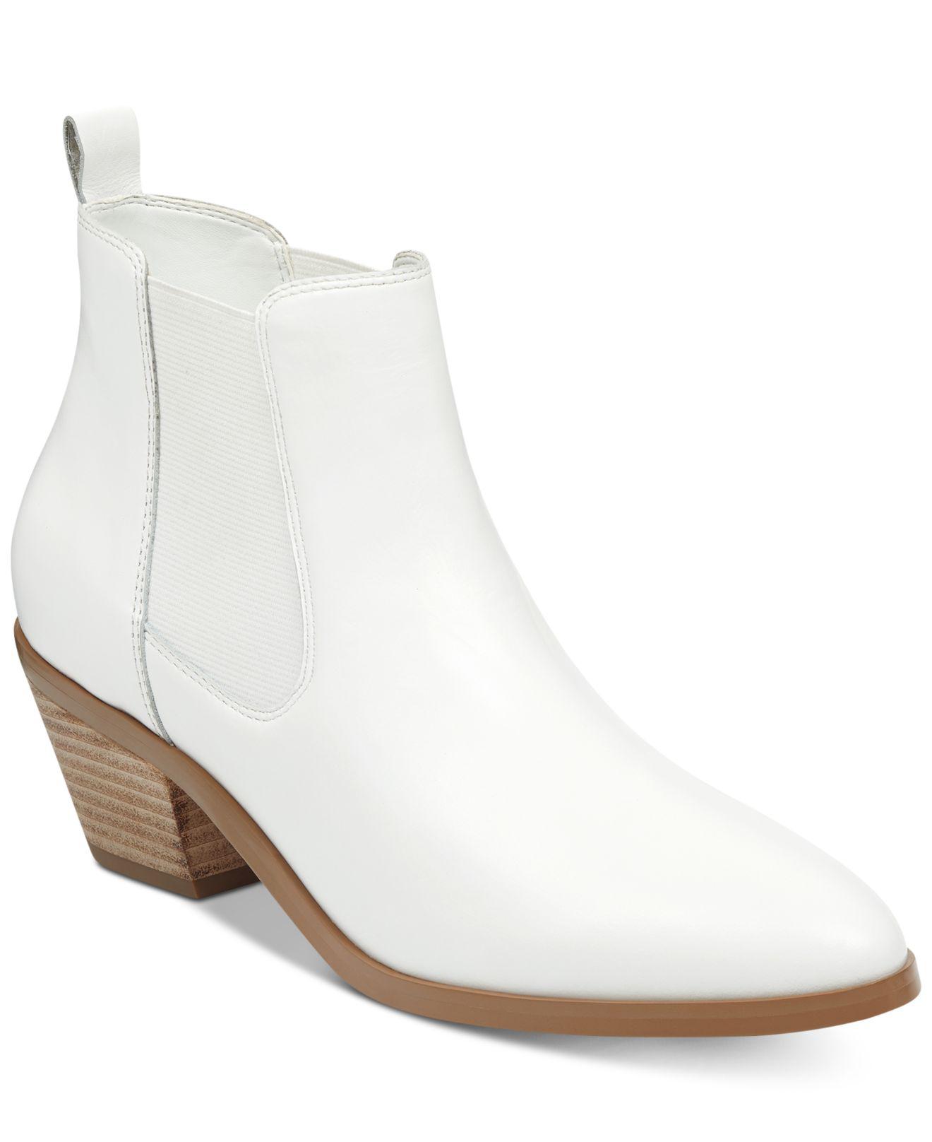 Marc Fisher Leather Jayli Chelsea Boot in White Leather