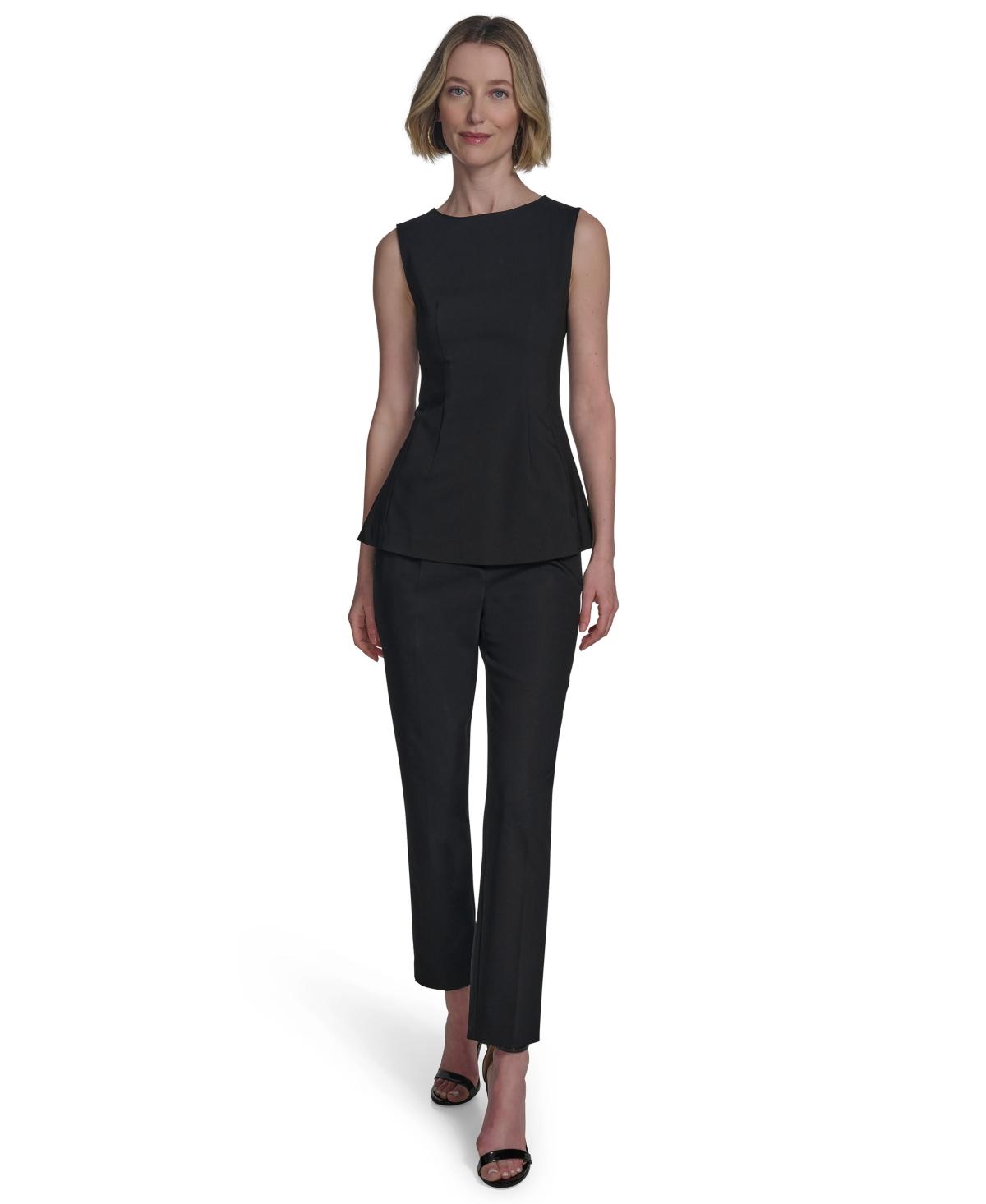 売れ筋商品|||ホルストンヘリテイジ カットソー トップス レディース Women's Sleeveless Round-Neck Peplum Top Black Halston Sleeveless Round-neck Peplum Top in Black | Lyst