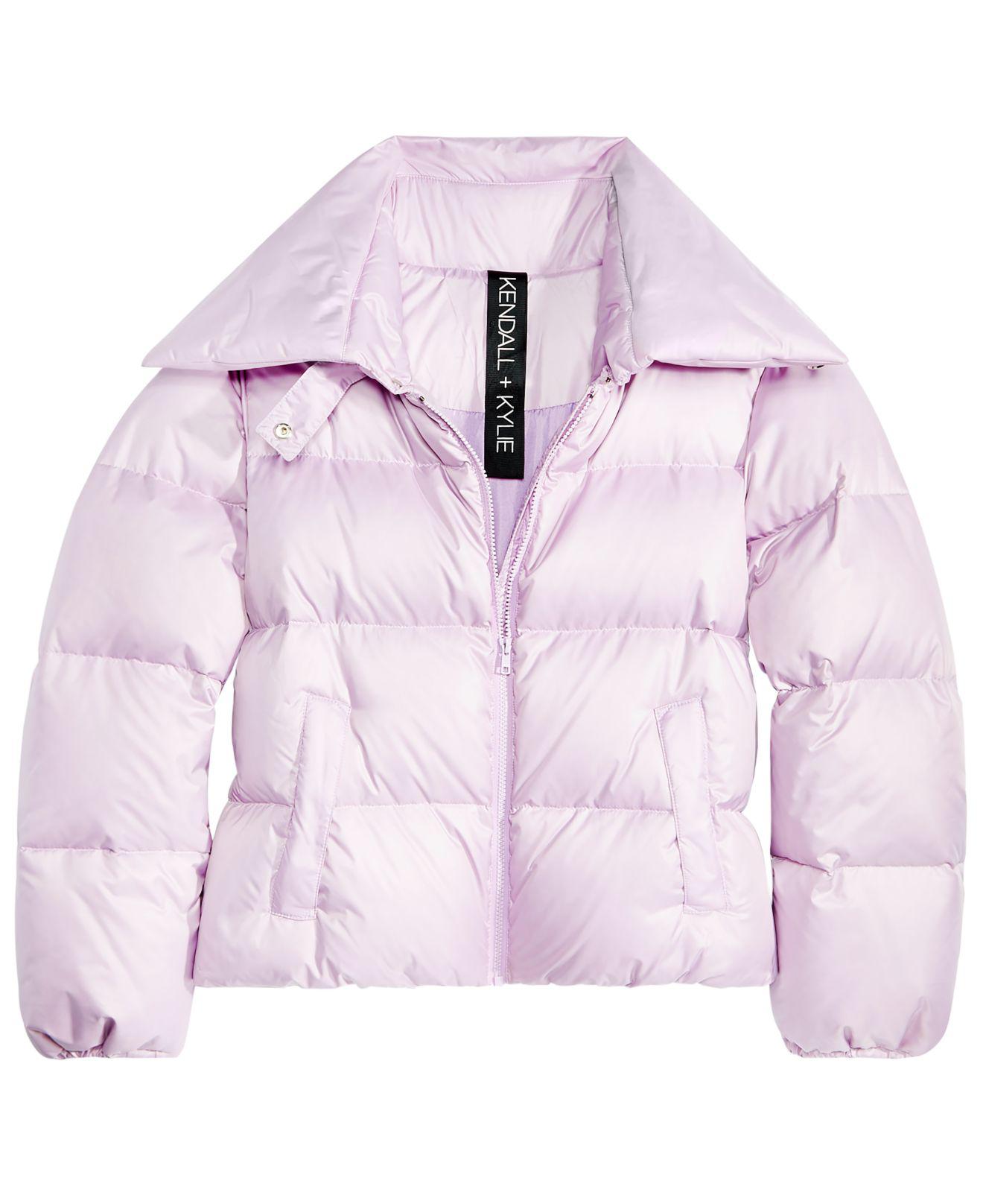 Kendall + Kylie Synthetic Cropped Puffer Coat in Lilac (Purple) - Lyst