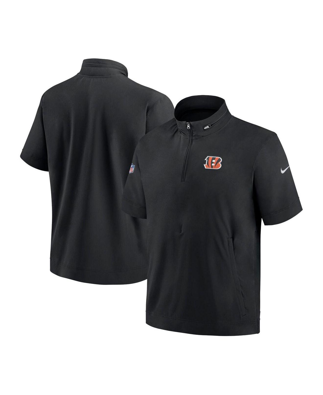 Nike Black Cincinnati Bengals Sideline Coach Short Sleeve Hoodie  Quarter-zip Jacket for Men