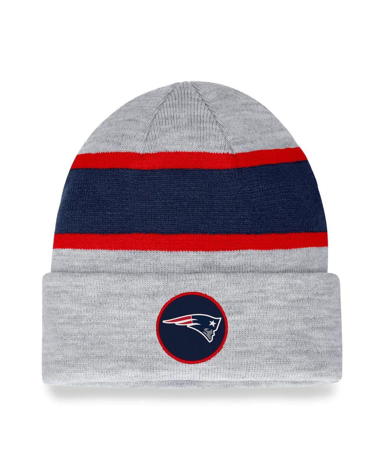 Fanatics Branded Heather Gray New England Patriots Logo Cuffed Knit Hat in  Blue for Men | Lyst