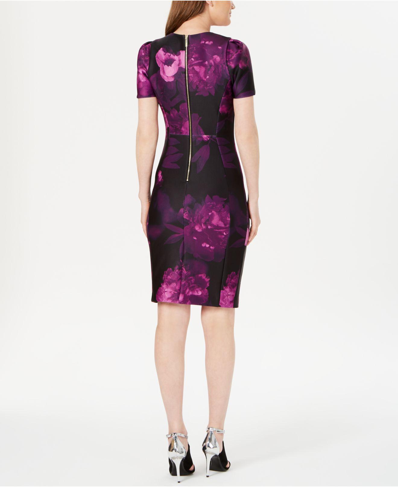 calvin klein purple floral dress