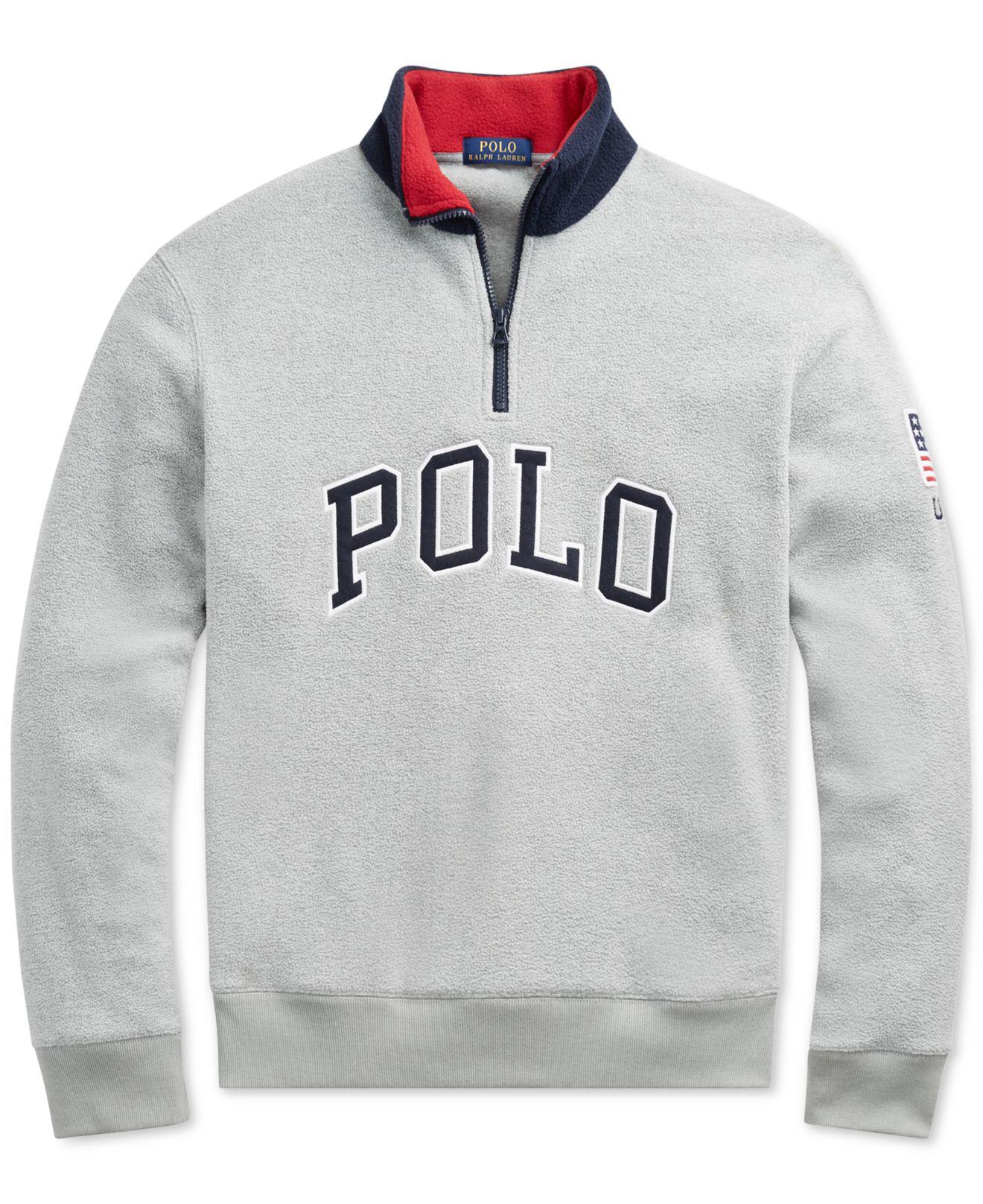 Polo Ralph Lauren Logo-appliquÃ©d Fleece Half-zip Sweatshirt in Grey (Gray) for Men - Lyst