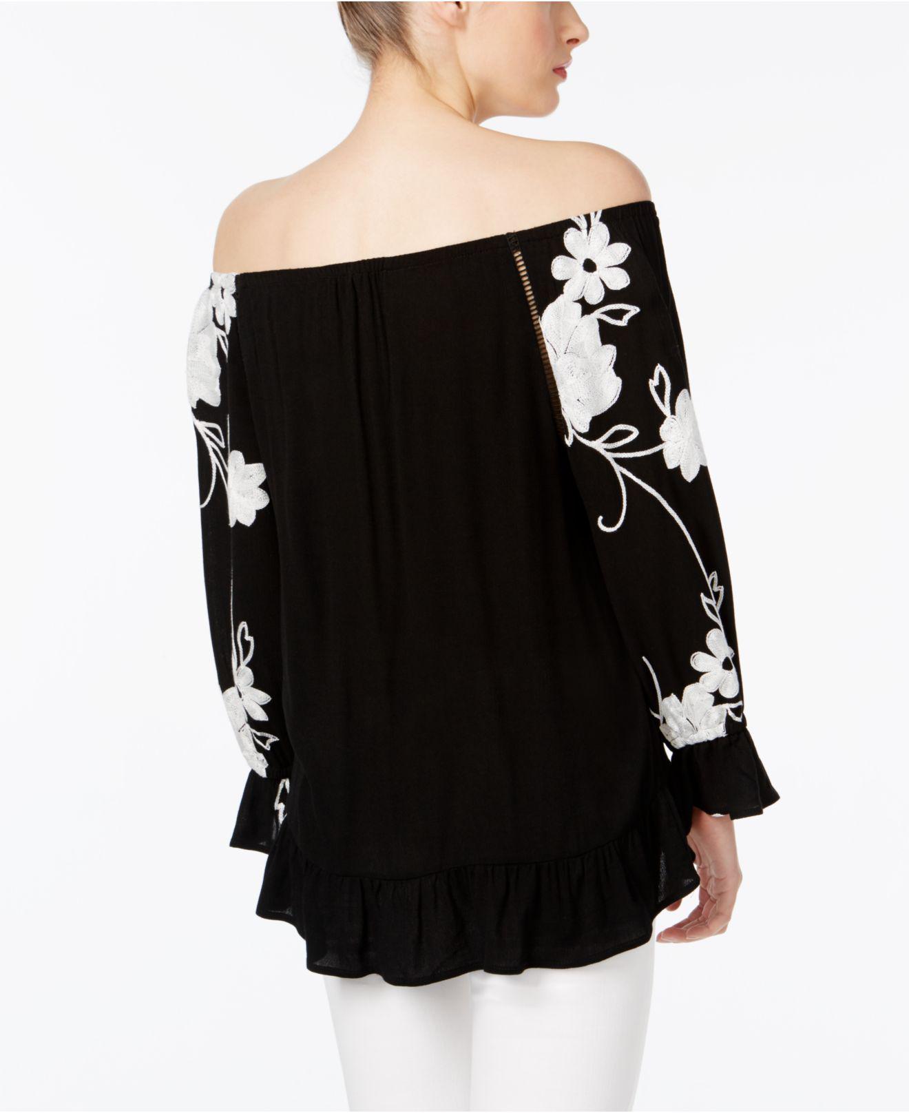 INC International Concepts Embroidered Off-The-Shoulder Top