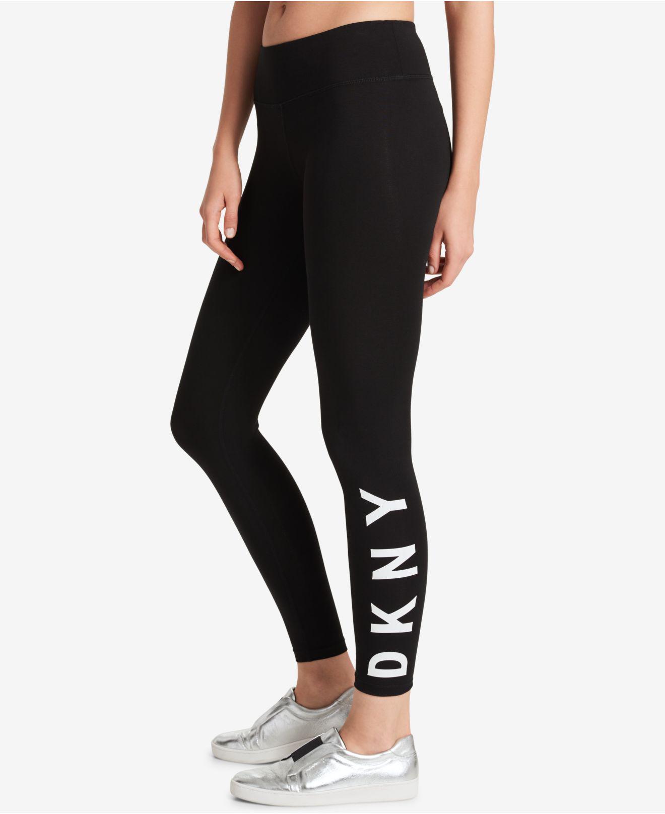 DKNY Cotton Logo-print Active Leggings in Black - Lyst