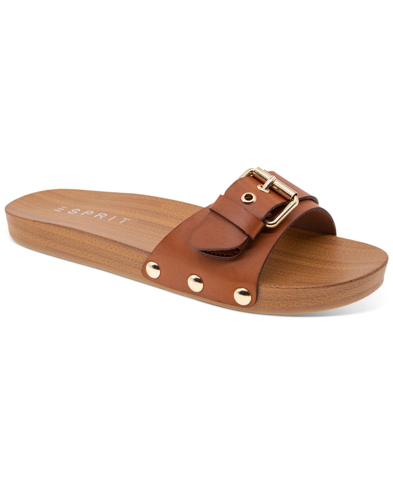 Esprit Winny Wooden Clog Slides in Brown | Lyst