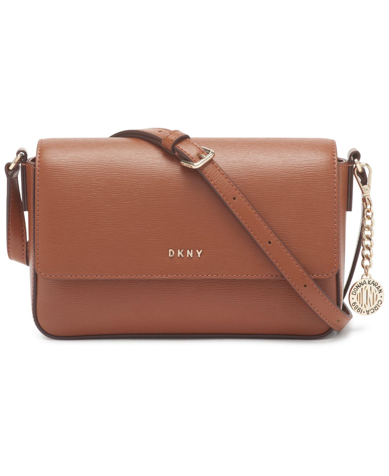 DKNY Bryant Medium Leather Flap Crossbody in Caramel (Brown) Lyst