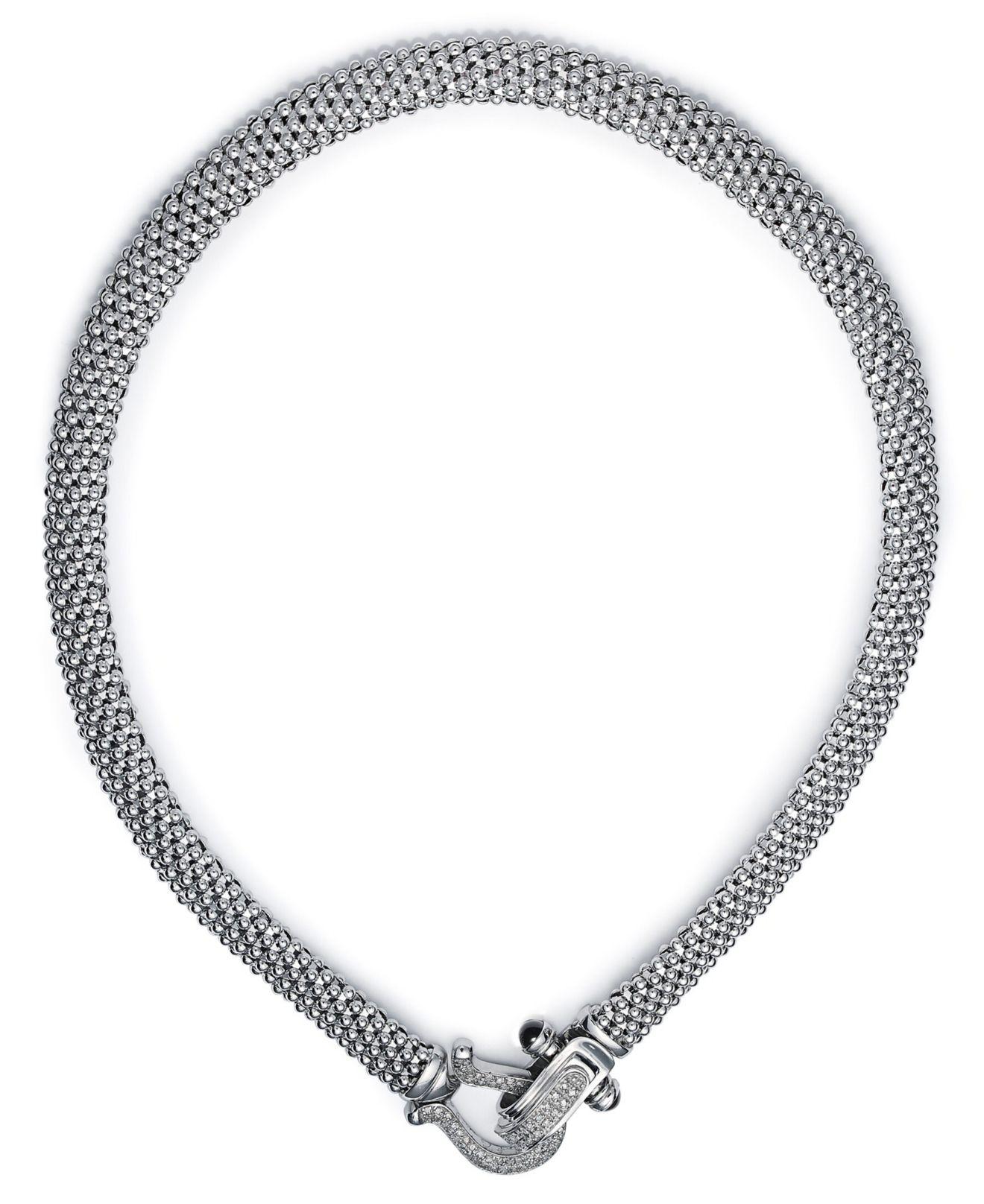 Macy's Diamond Horseshoe Clasp Mesh Necklace (5/8 Ct. T.w.) In 14k Gold