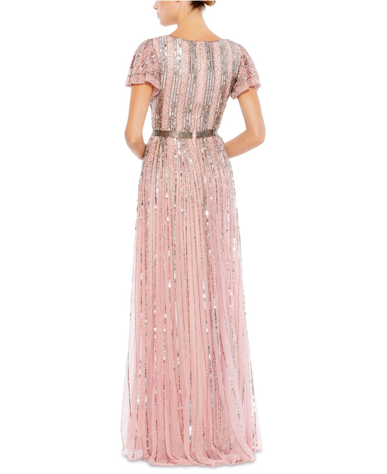 Mac Duggal Short-sleeve Sequined Gown in Pink | Lyst