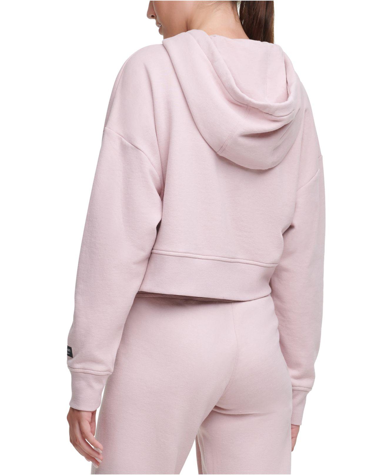 Calvin Klein Performance Logographic Fleece Hoodie in Pink Lyst