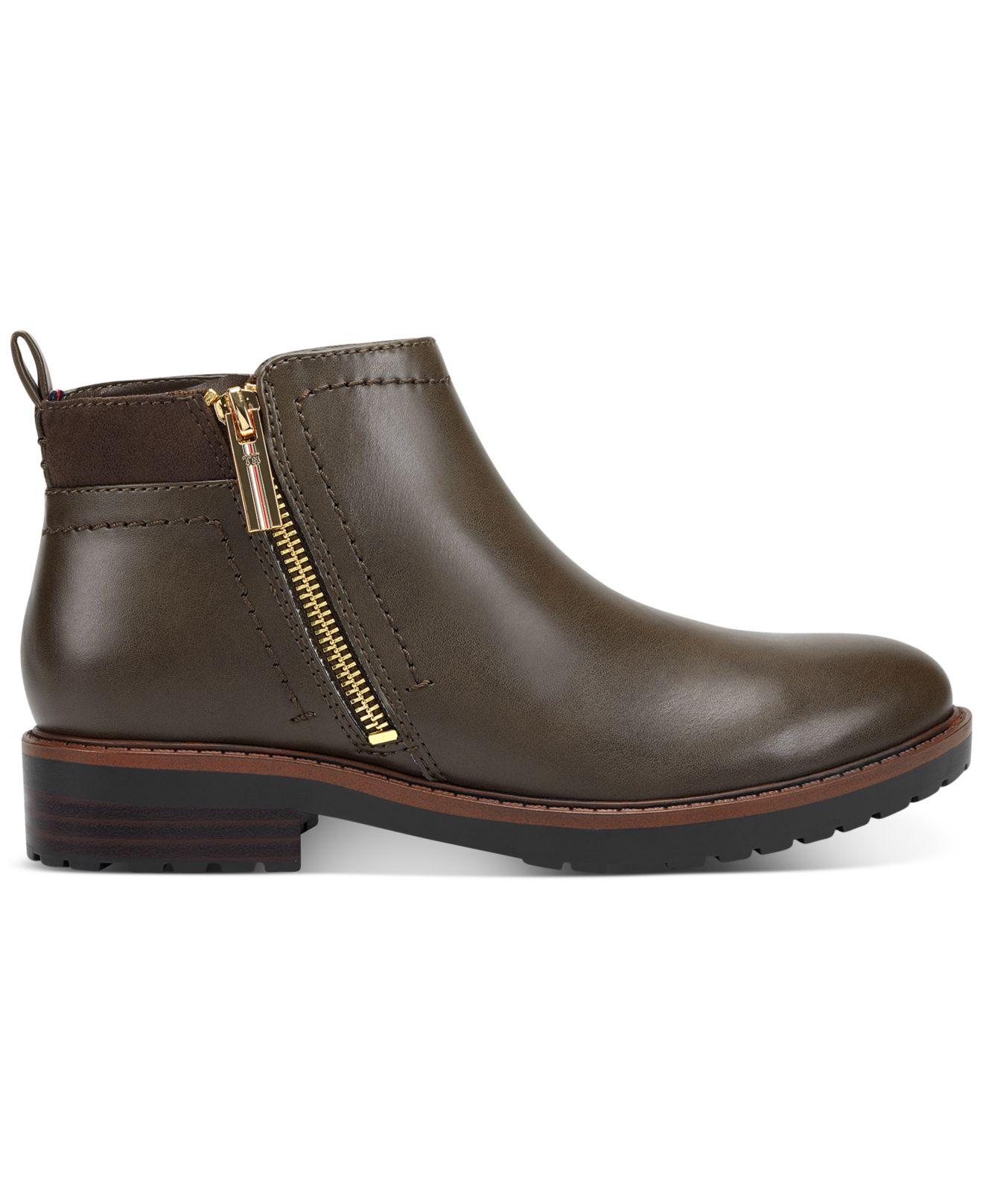tommy hilfiger brown booties