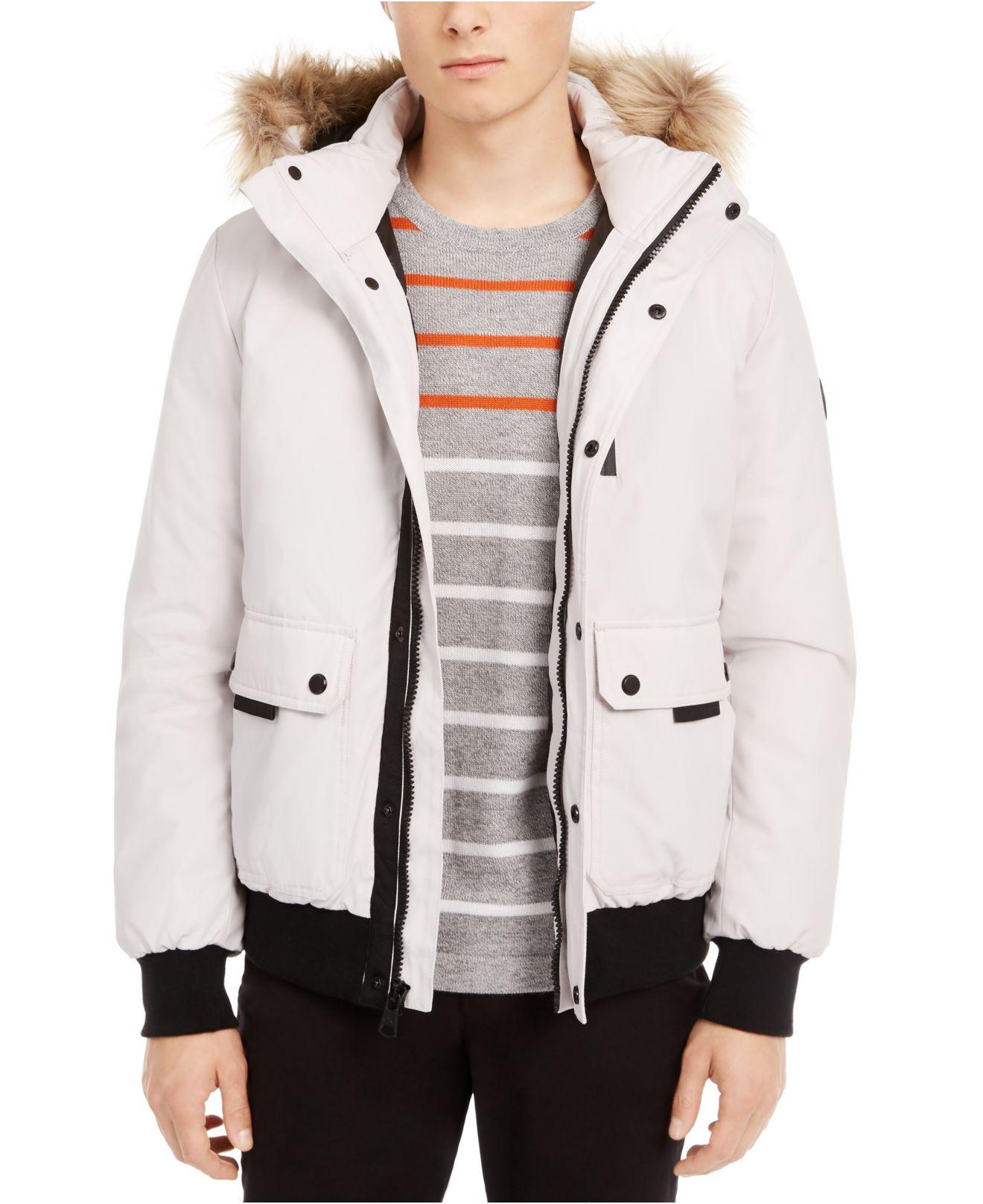 Calvin klein men's bomber parka with faux fur hood Clearance