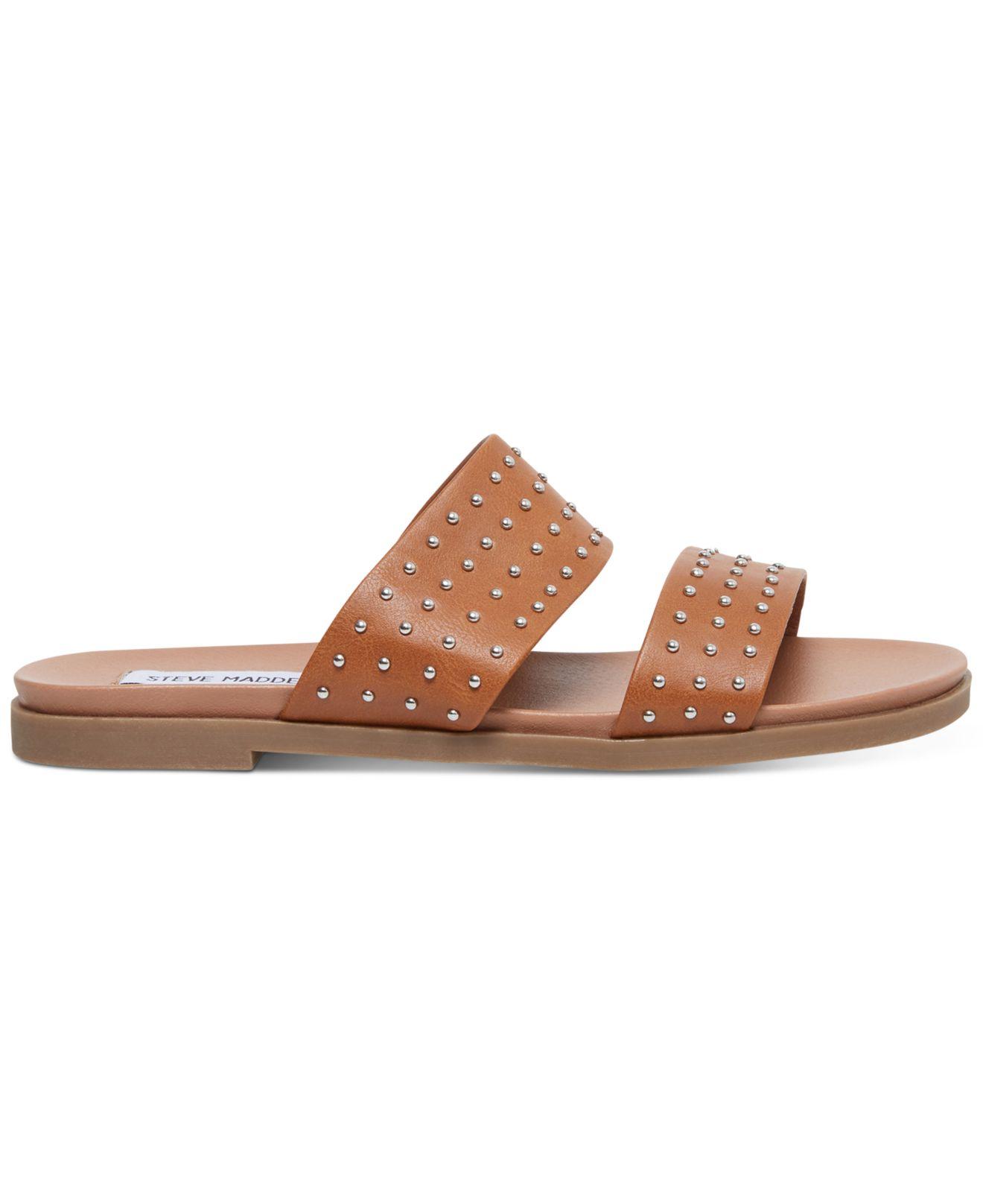 Steve Madden Dede Studded Slide Sandals in Tan (Brown) - Lyst