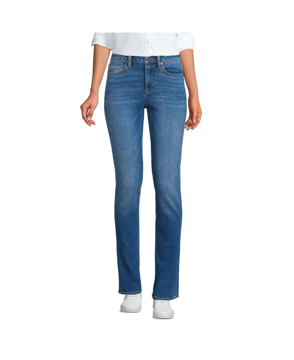 Lands End Tall Recover Mid Rise Straight Leg Blue Jeans Lyst