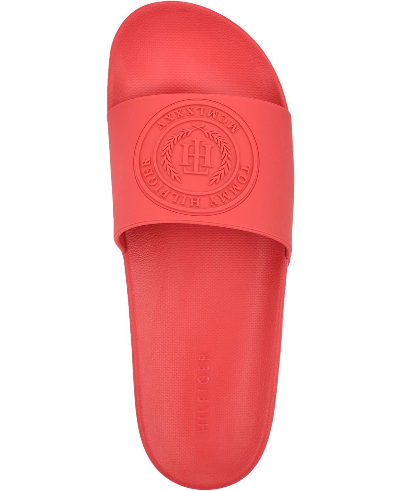 red tommy hilfiger slides