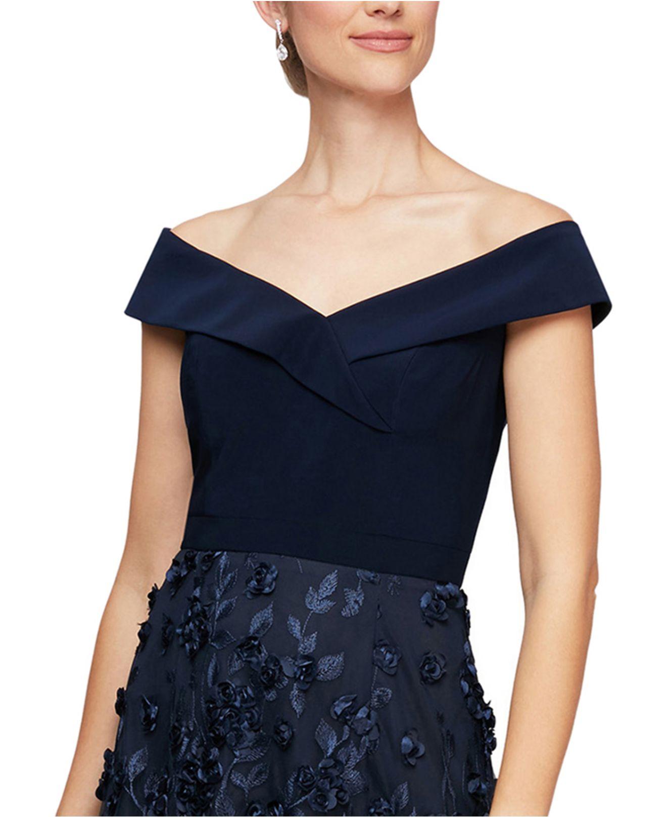 off the shoulder a line gown