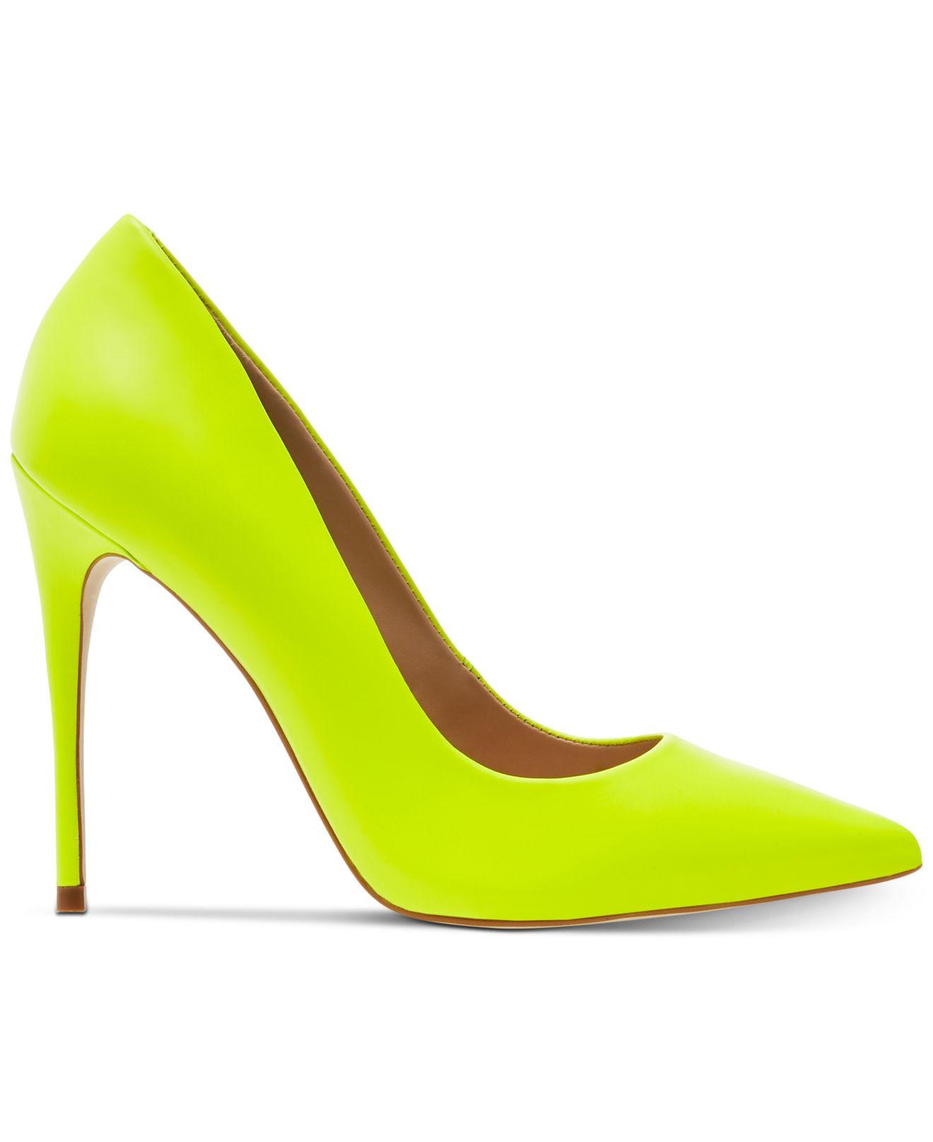 Steve Madden Daisie Neon Leather Pointed Toe Pump in Yellow | Lyst