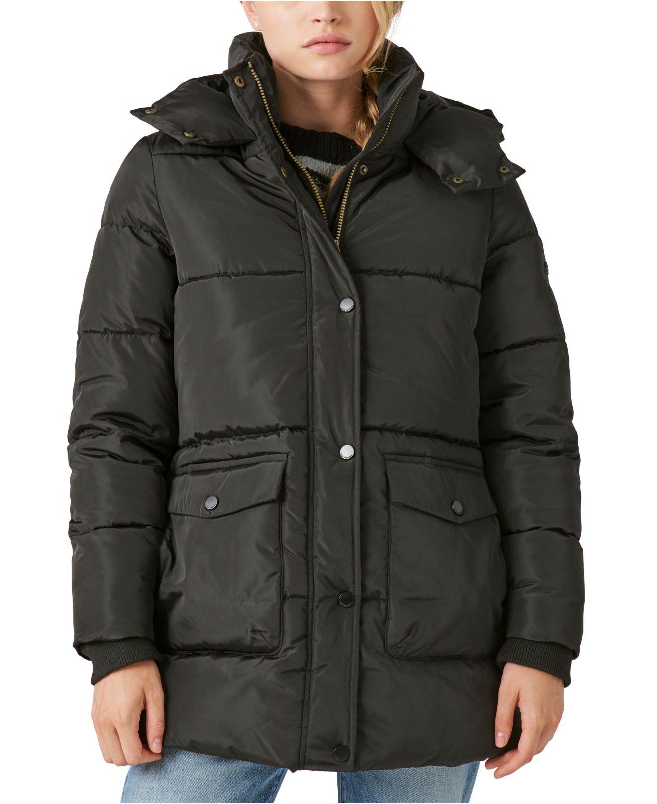 Lucky Brand Oversized Hooded Puffer Coat in Black Lyst