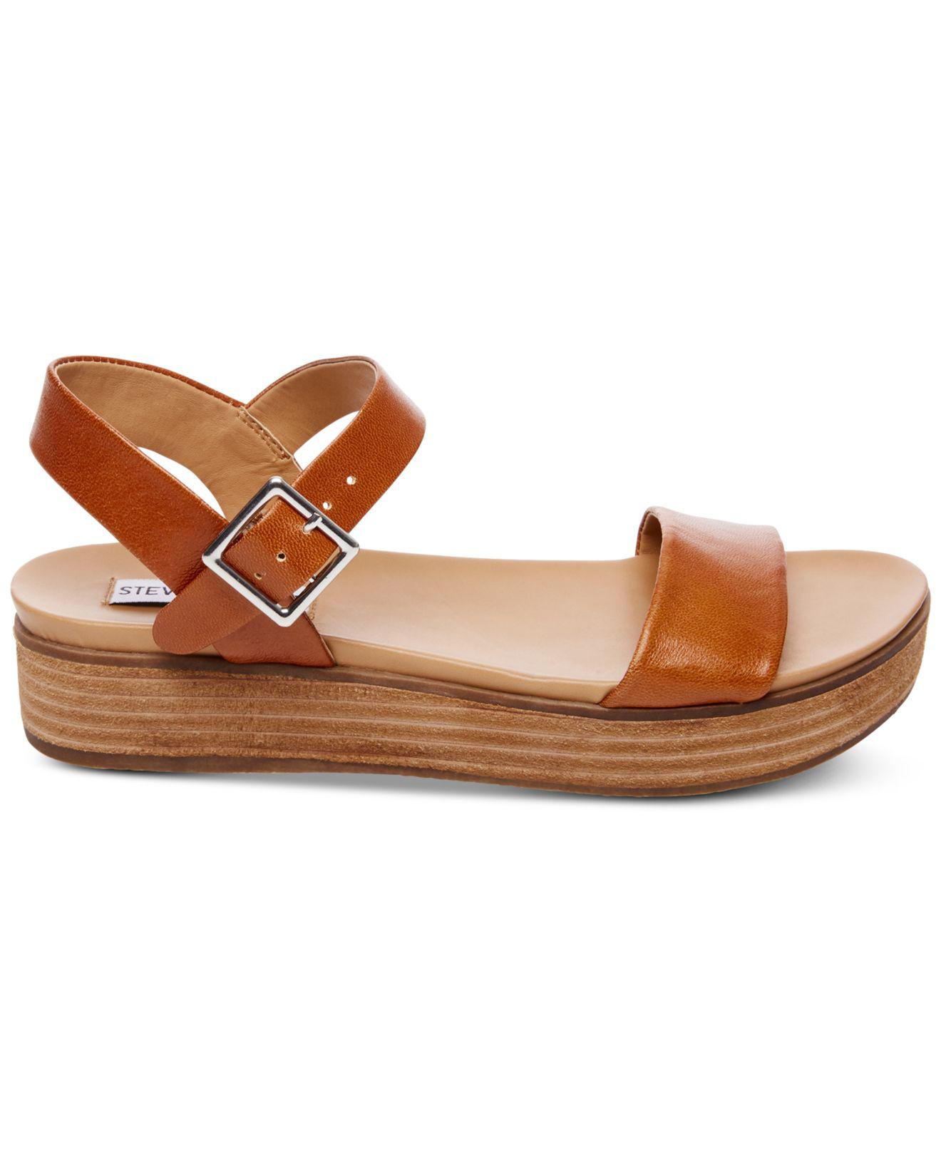 aida cognac leather flatform sandals