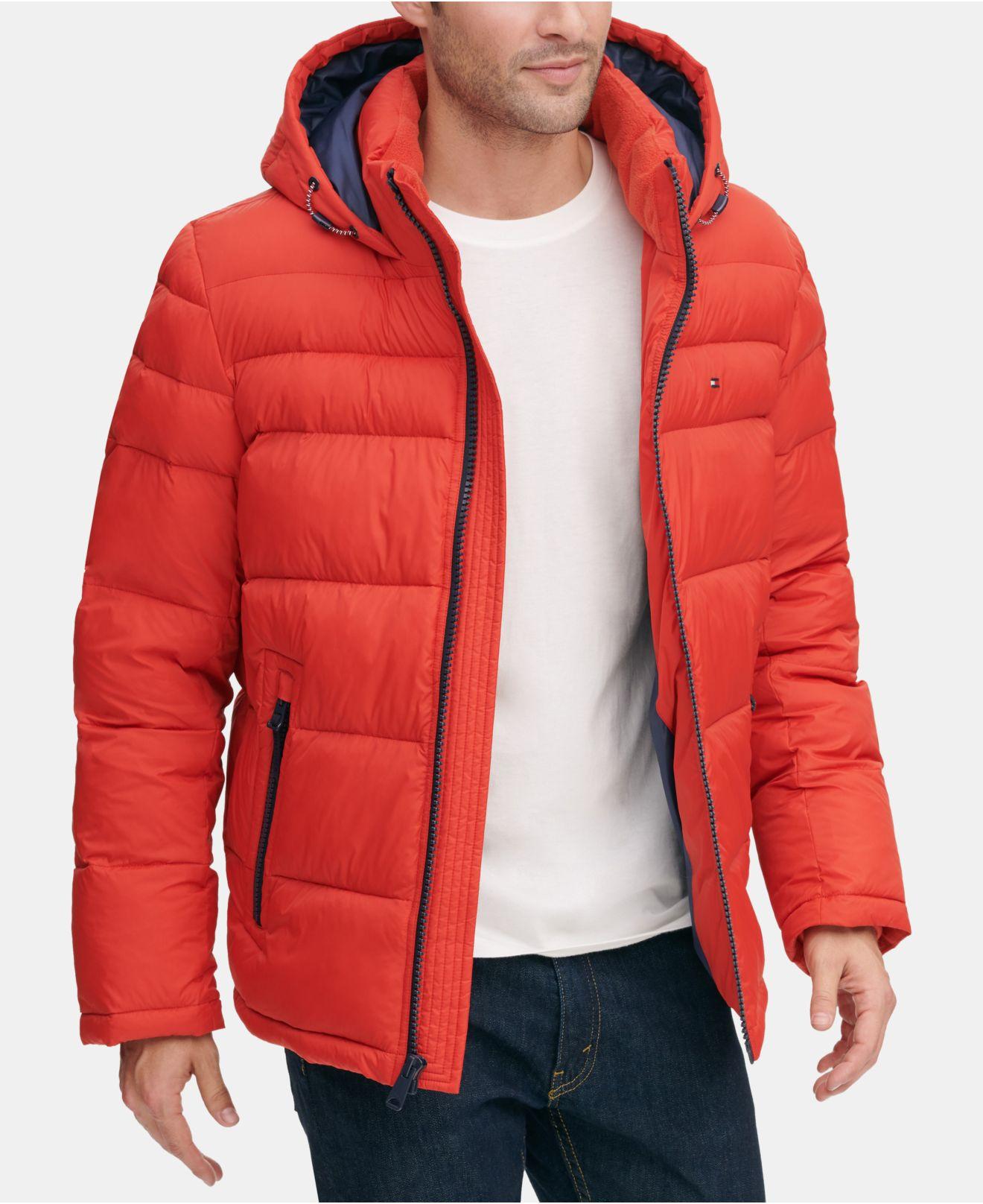 Tommy Hilfiger Fleece Quilted Puffer Jacket, Created For Macy's in Orange  for Men - Lyst