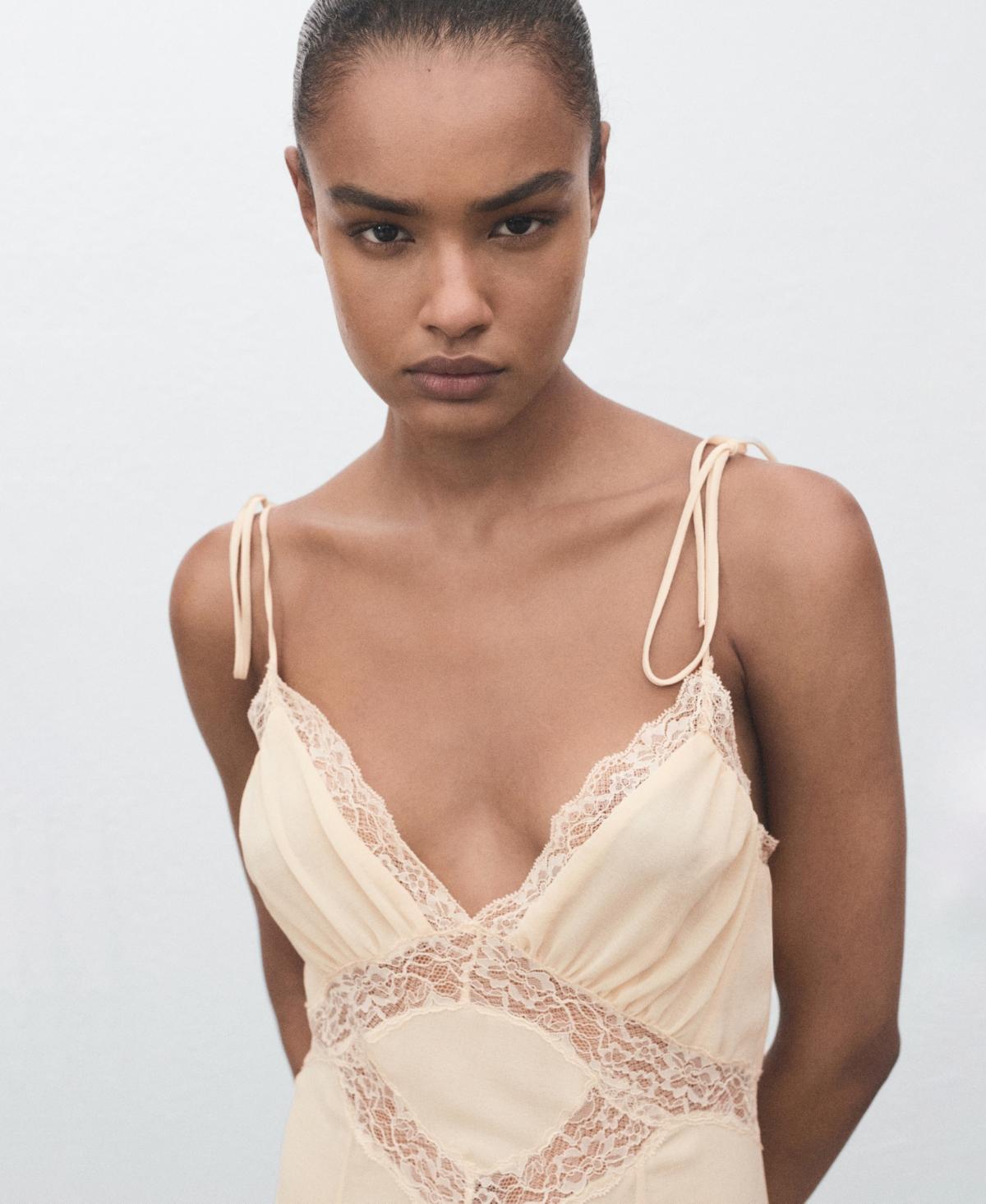 Mango Lace Camisole Dress in Natural | Lyst Mango Lace Camisole Dress in Natural | Lyst