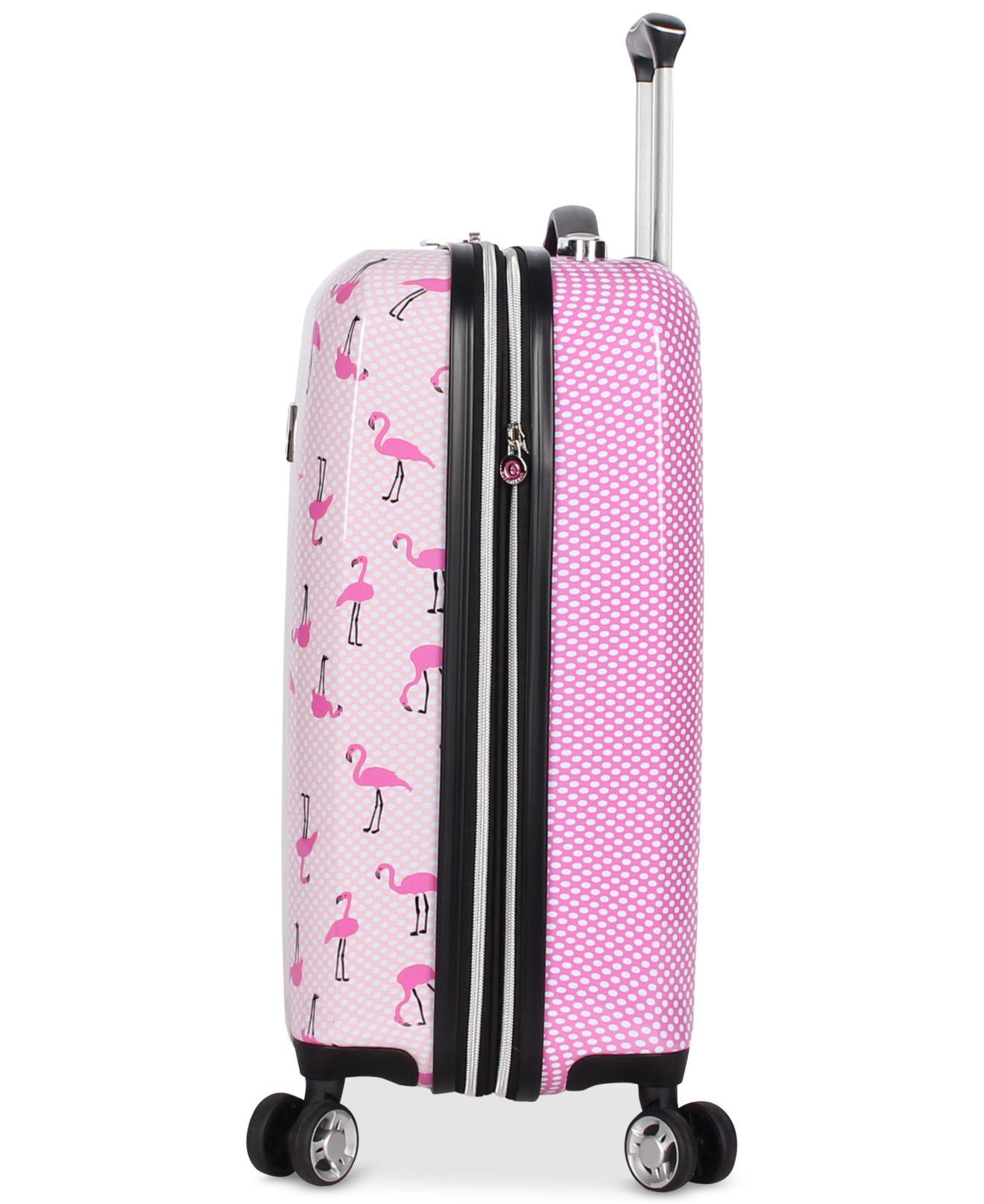 flamingo print suitcase