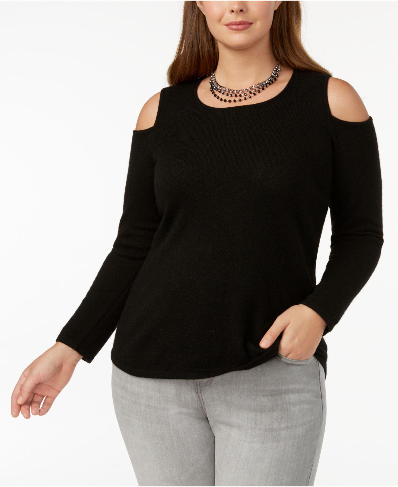black cold shoulder sweater