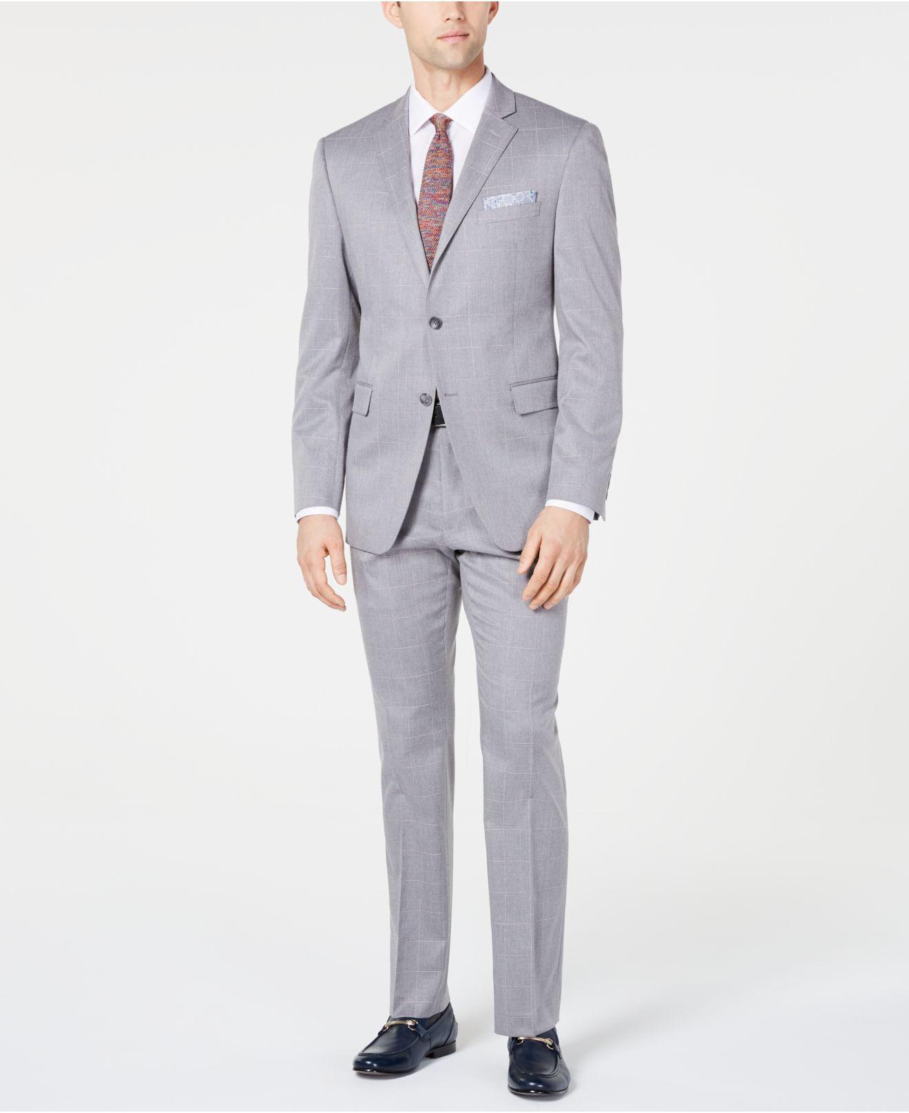 Perry Ellis Synthetic Slim-fit Stretch Wrinkle-resistant Light Gray ...