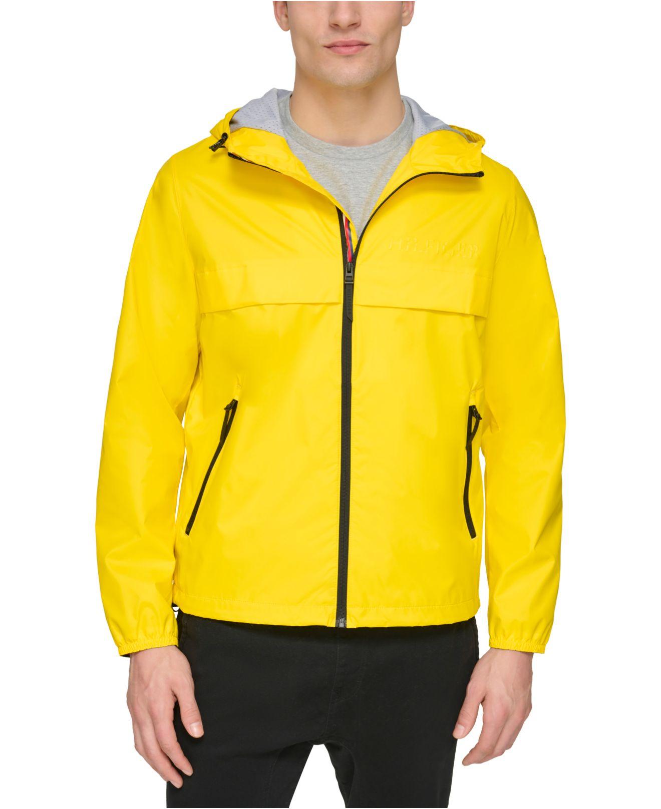 Tommy Hilfiger Stretch Zip-front Rain Jacket in Yellow for Men | Lyst