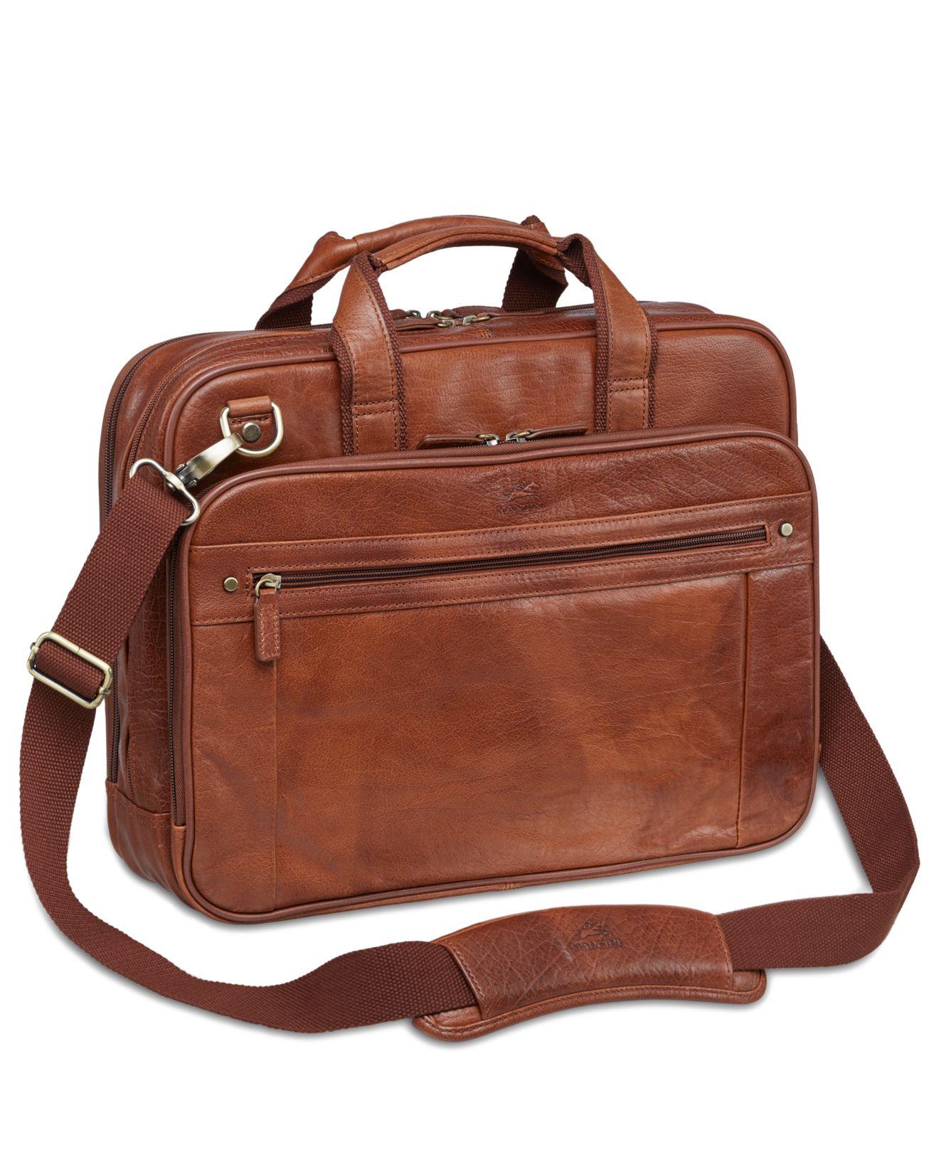 Mancini Leather Arizona Collection Double Compartment Laptop/ Tablet ...