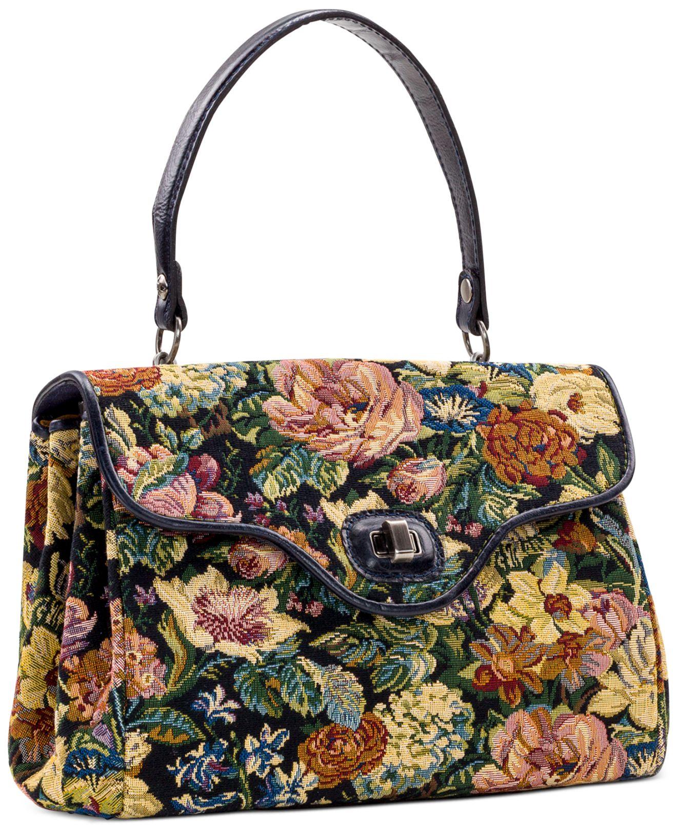 Patricia Nash Woven Floral Tapestry Verga Satchel - Lyst