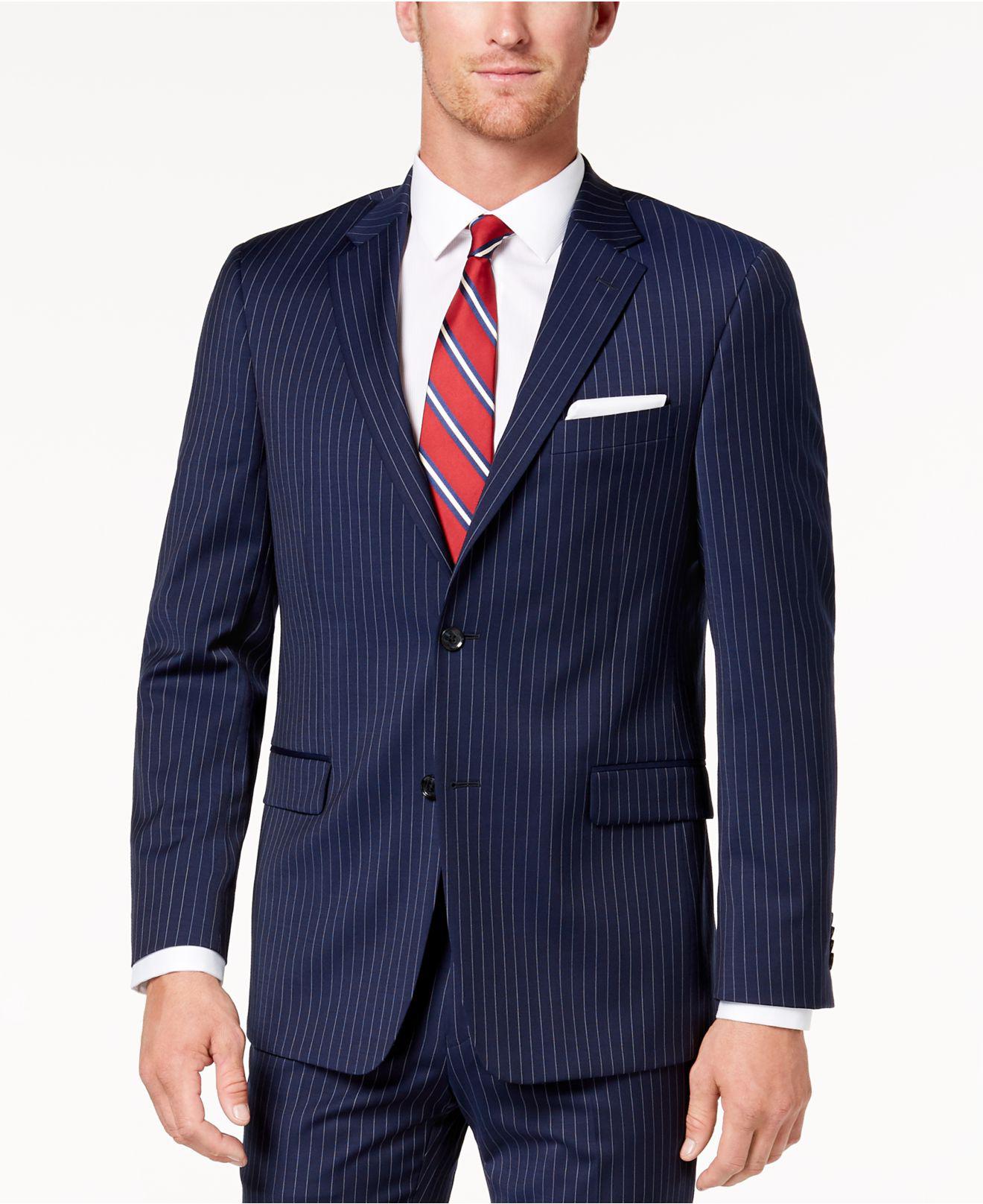 Tommy Hilfiger Modern-fit Th Flex Stretch Navy Pinstripe Suit Jacket in  Blue for Men | Lyst