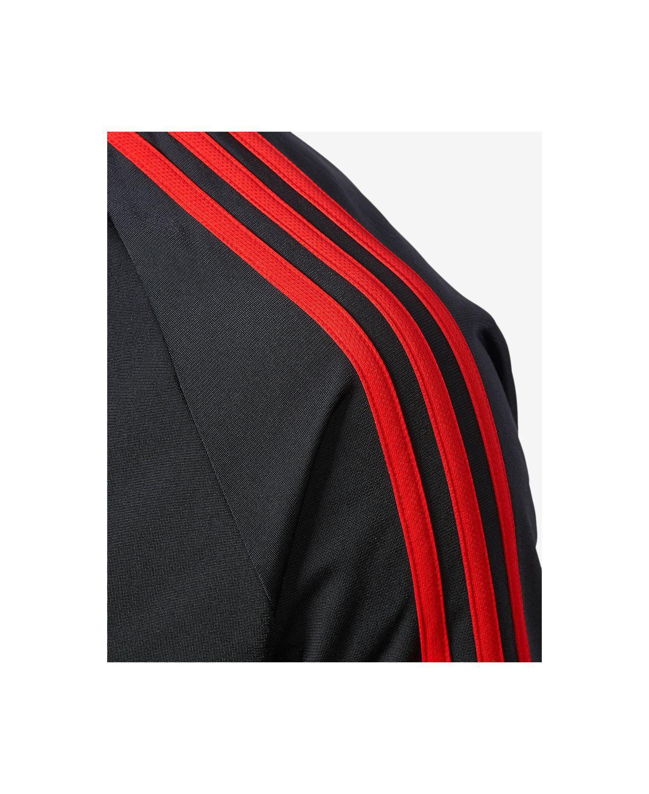 adidas Synthetic Men's Three-stripe Warm-up Jacket in Black/Red (Black ...