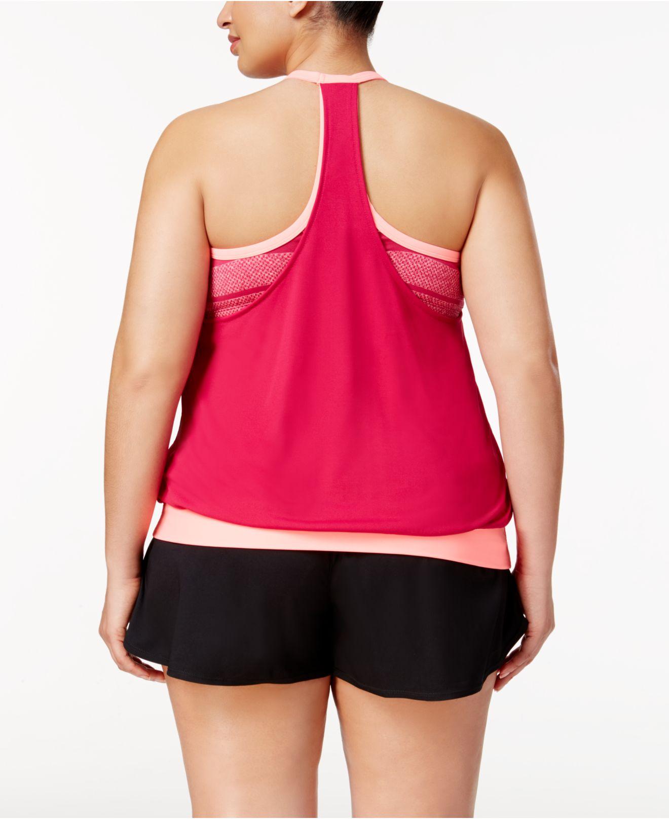 Nike Synthetic Plus Size Filtered Sport Tankini Top in Black Lyst