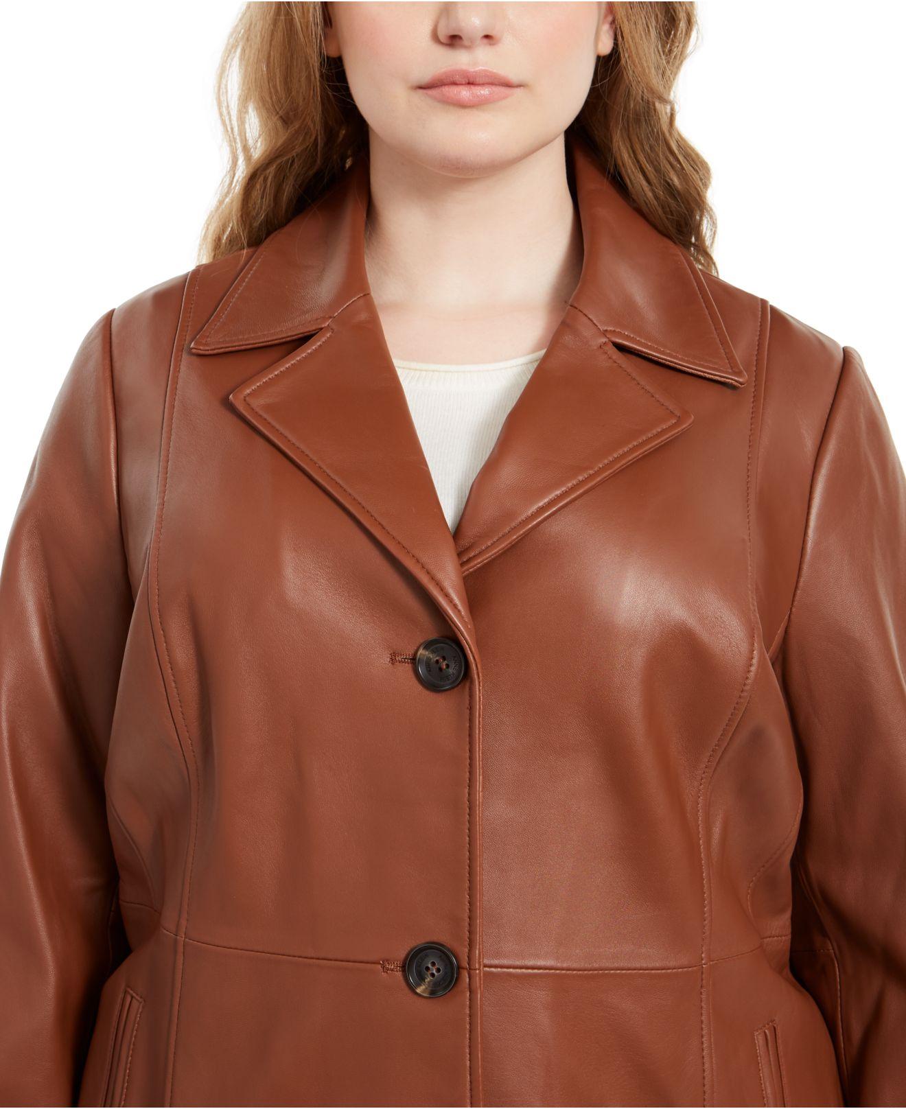 Anne Klein Plus Size Leather Jacket in Cognac (Brown) Lyst