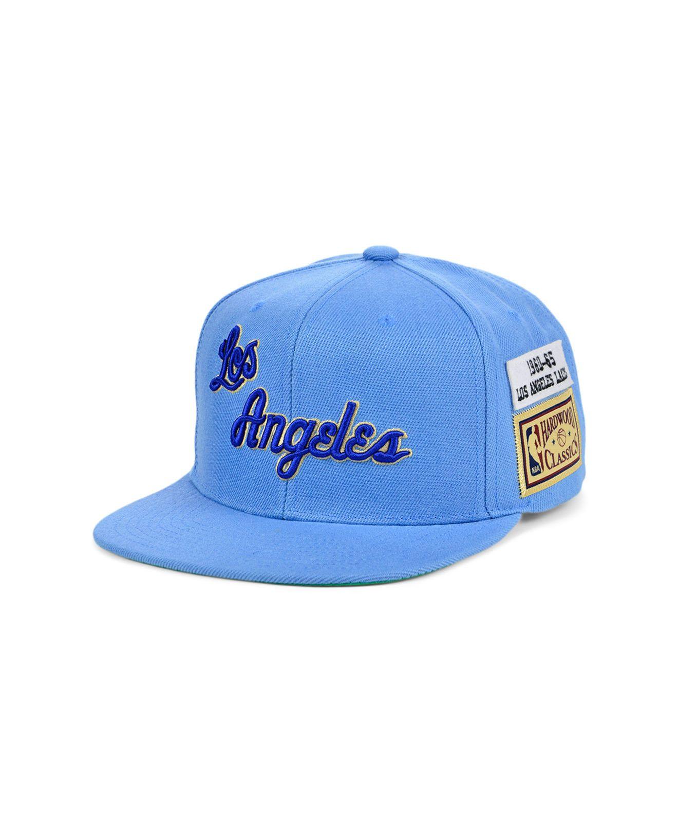 Mitchell Ness Synthetic Los Angeles Lakers Hardwood Classic Jockey Snapback Cap In Blue For Men Lyst