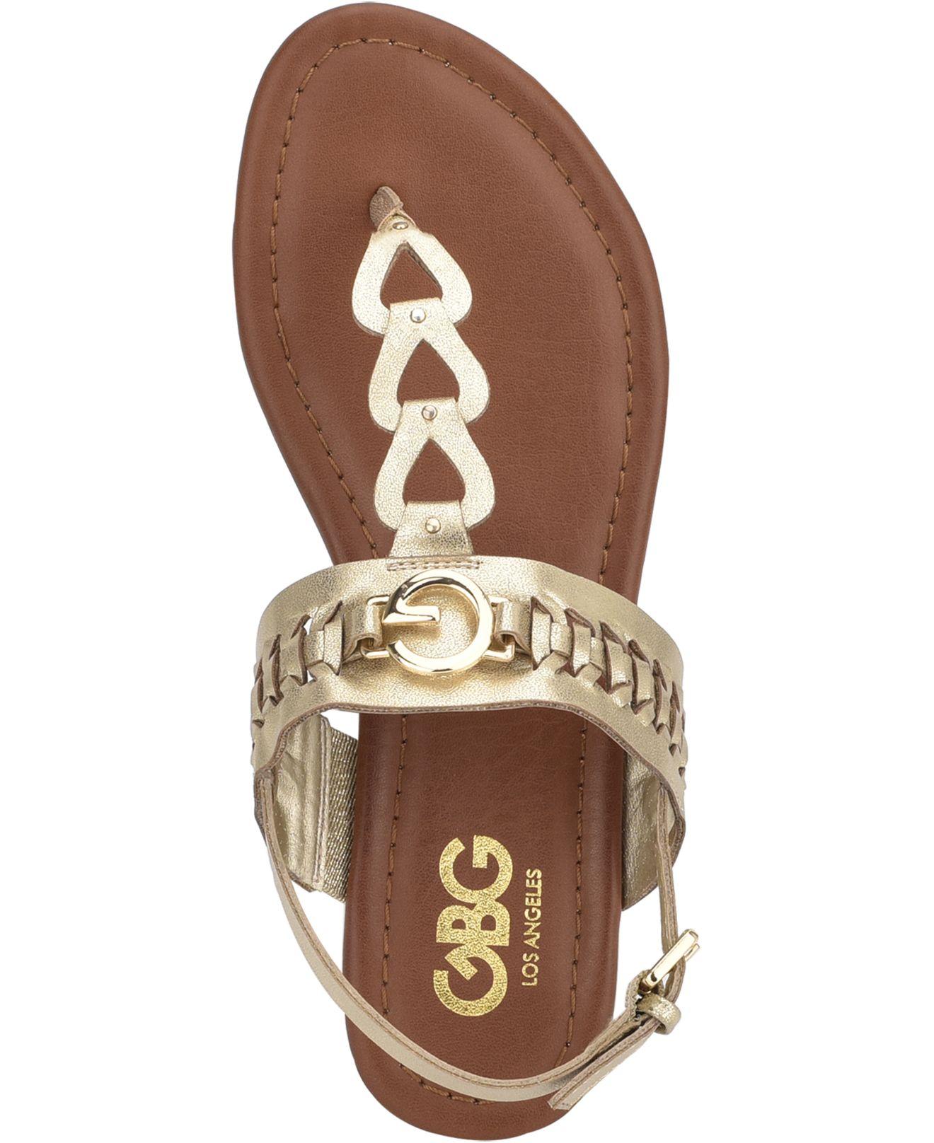 G by Guess Gbg Los Angeles Lovey Flat Sandals in Gold (Metallic) - Lyst
