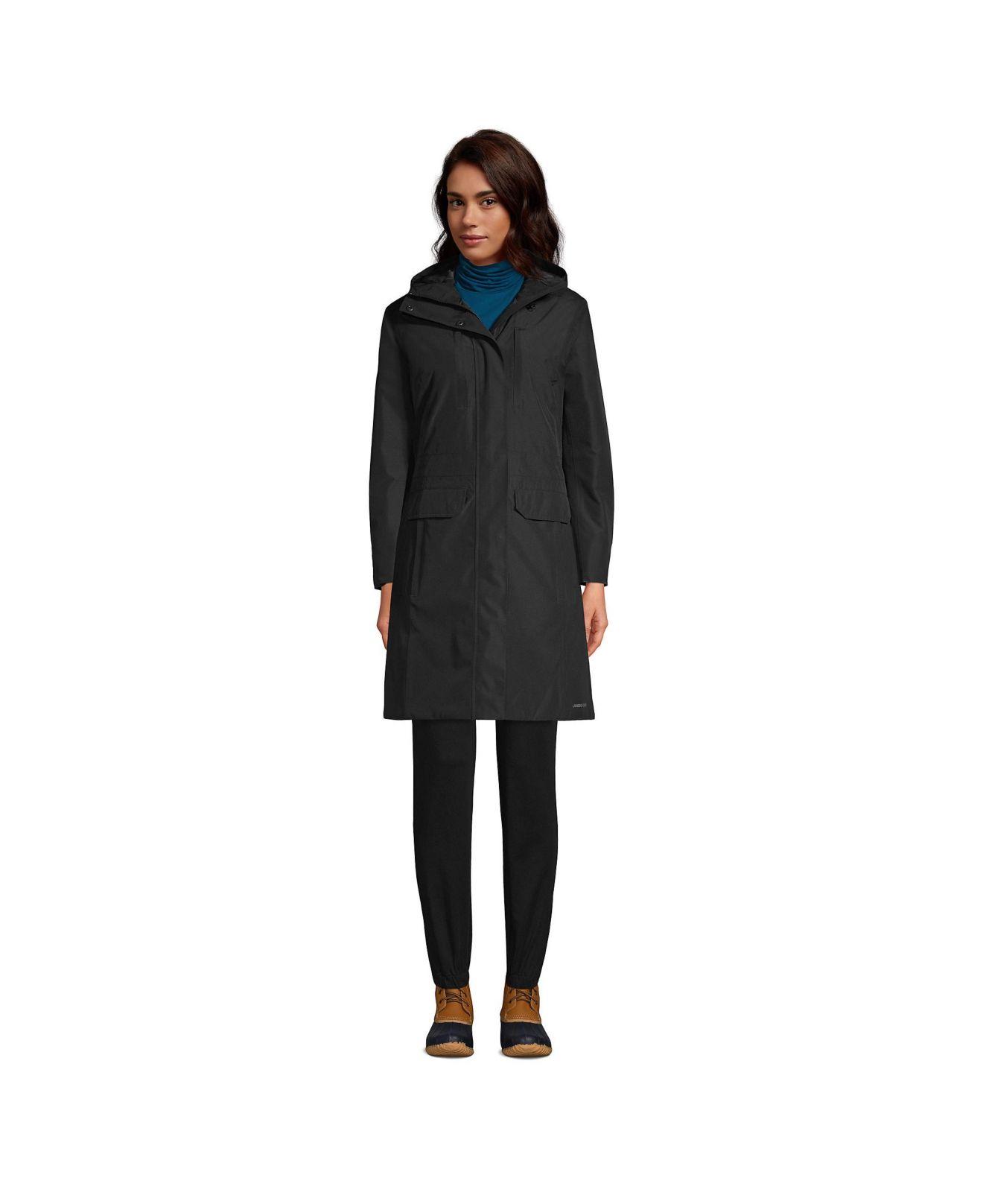 Lands' End Petite Waterproof Insulated Raincoat in Black Lyst