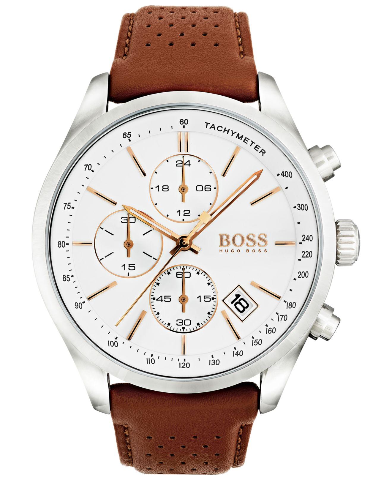 boss brown leather watch