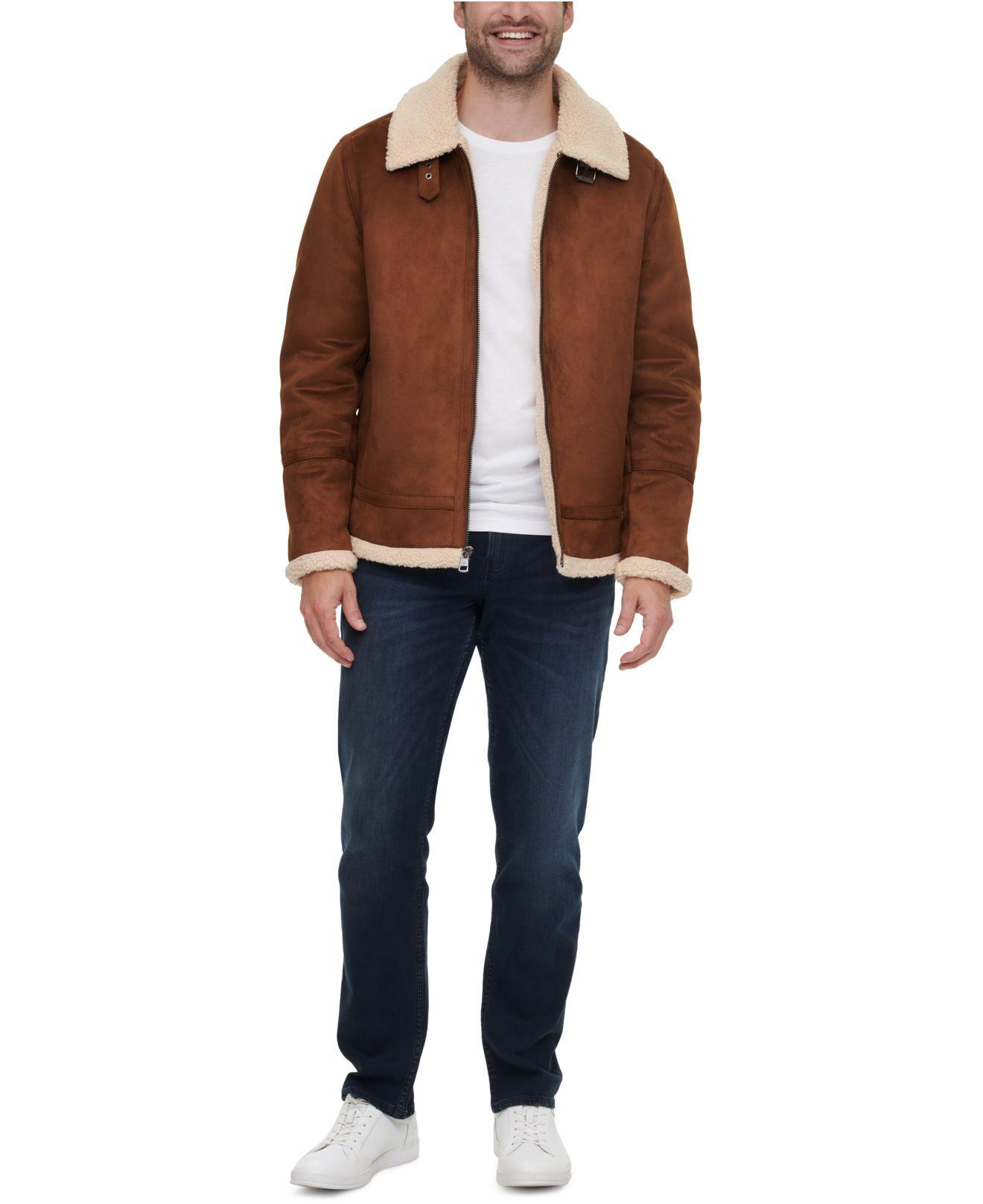 Calvin Klein Fleece Faux-shearling Jacket in Cognac (Brown) for Men - Lyst