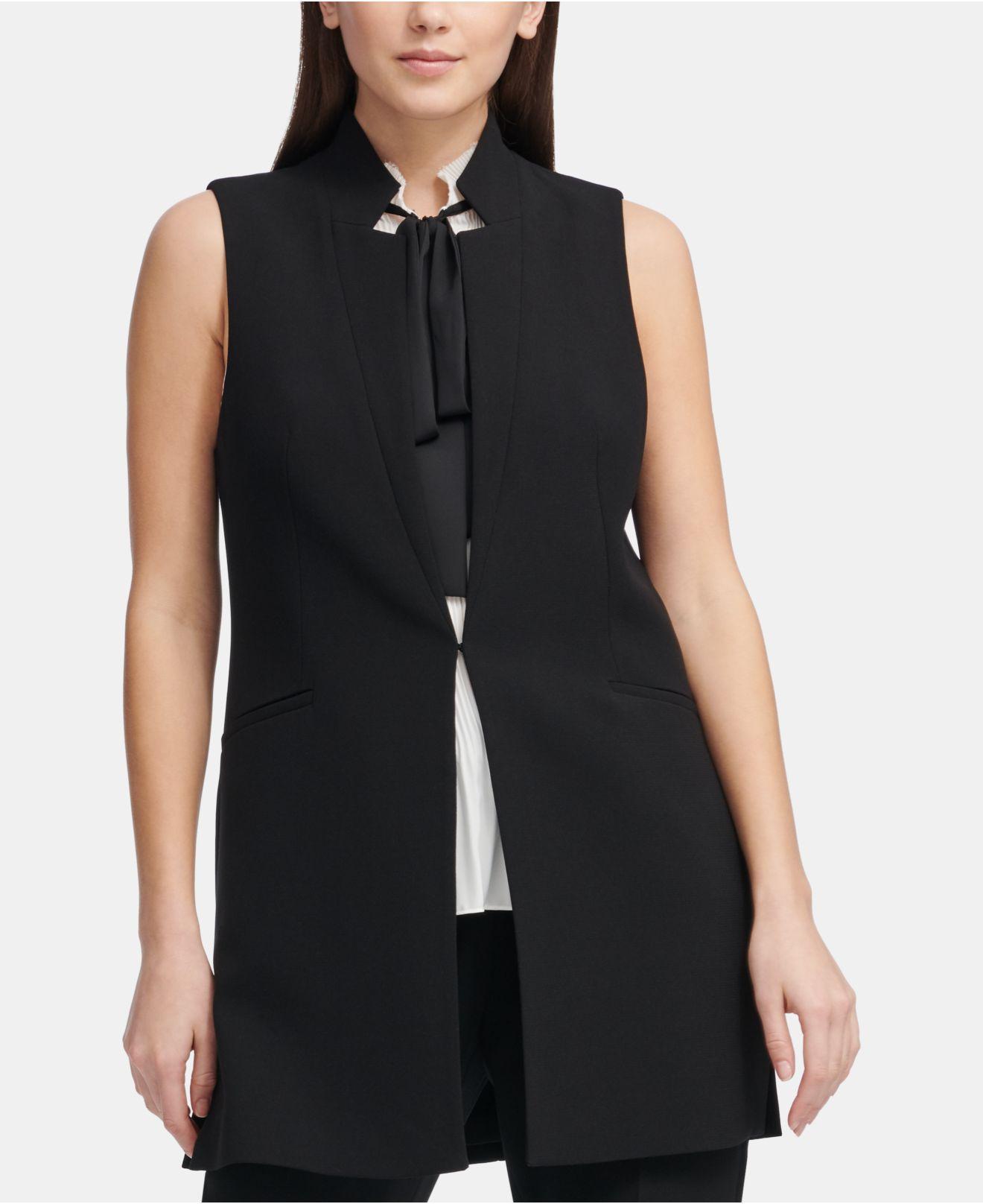 DKNY Notched-lapel Sleeveless Blazer in Black | Lyst