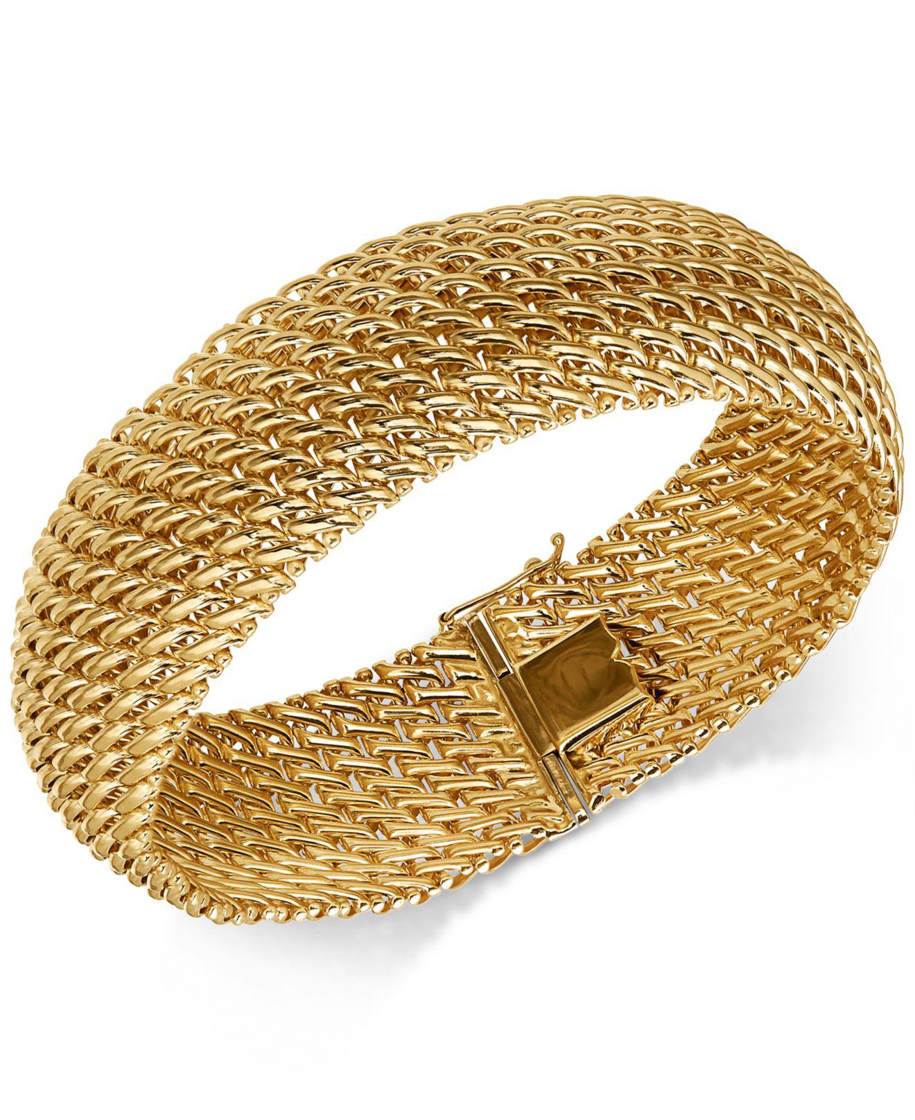 Macy's Wide Riso Link Bracelet In 14k Gold in Metallic | Lyst