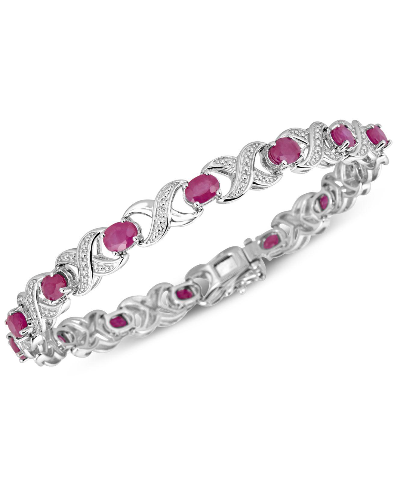 Macy's Certified Ruby (7 Ct. T.w.) And Diamond Accent Xo Bracelet In