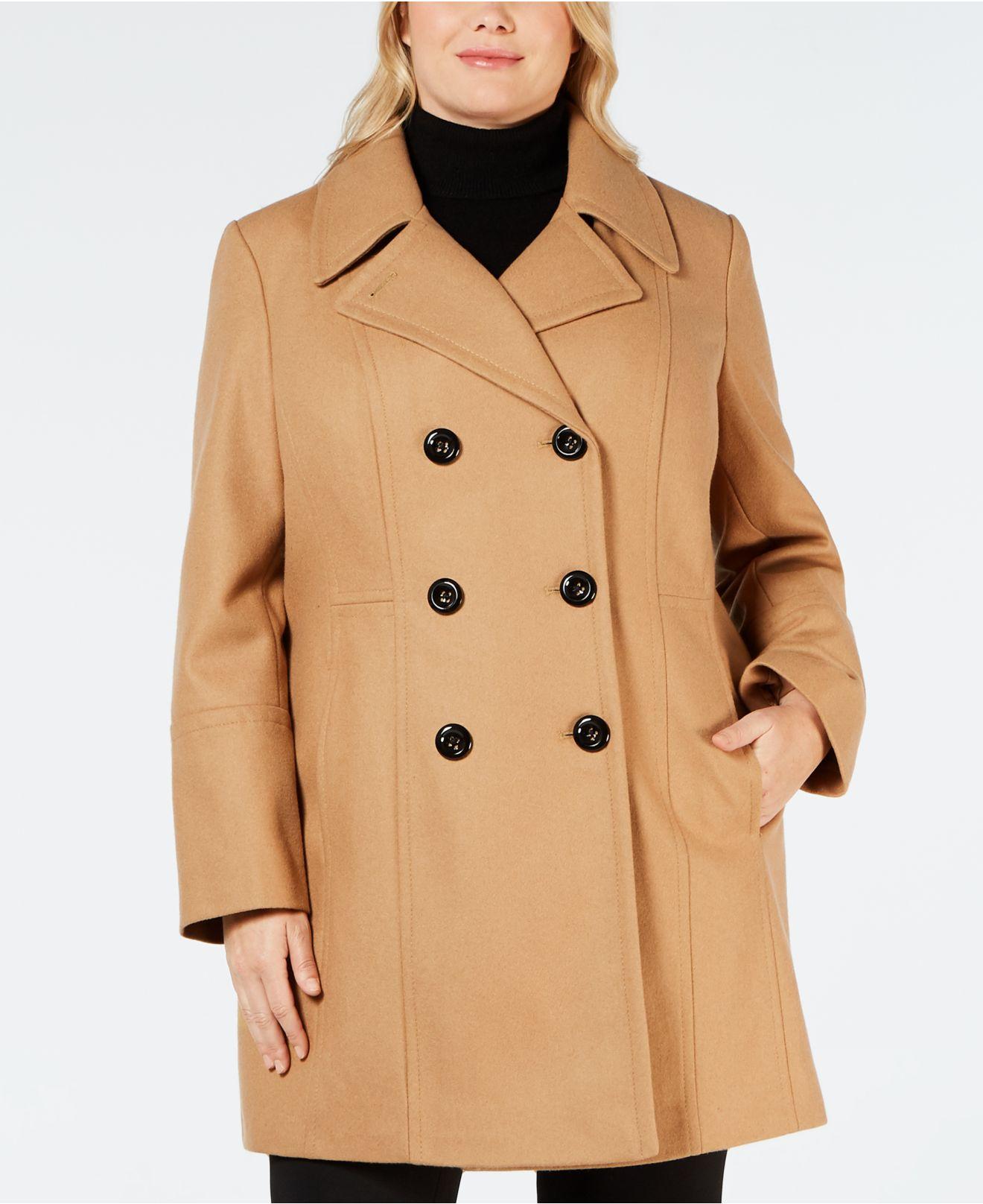 Anne Klein Wool Plus Size Double-breasted Peacoat, Created ...