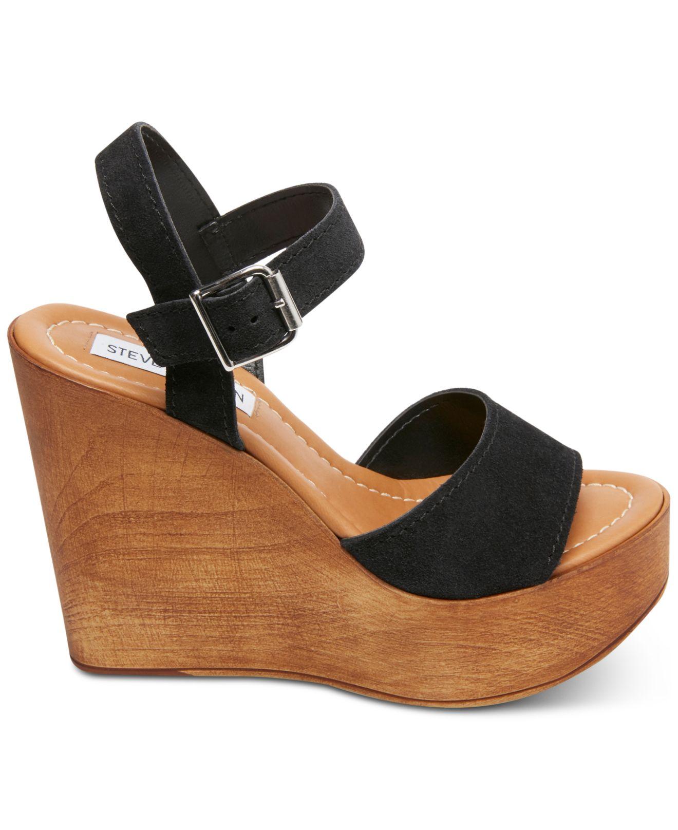 Steve Madden Celleste Wooden Wedges in Black | Lyst