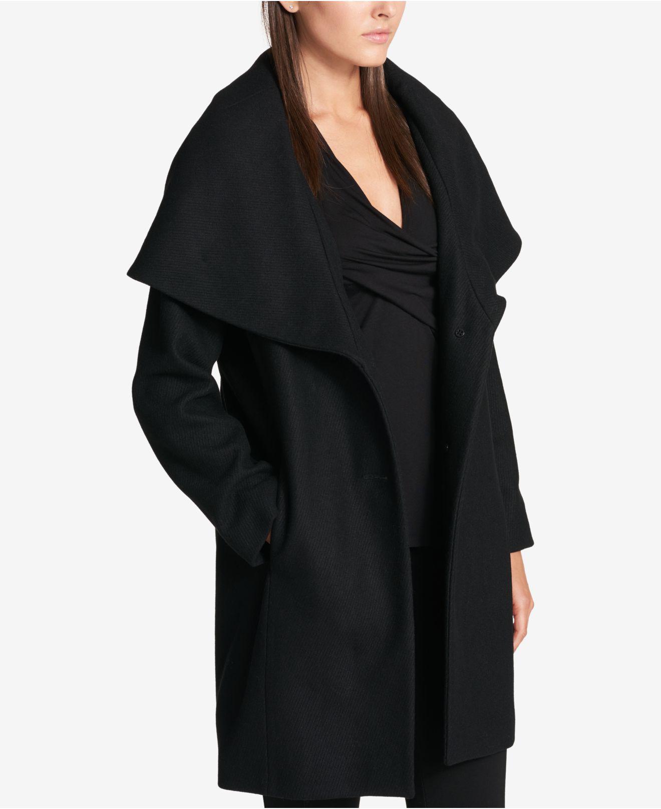 DKNY Shawl-collar Walker Coat in Black | Lyst