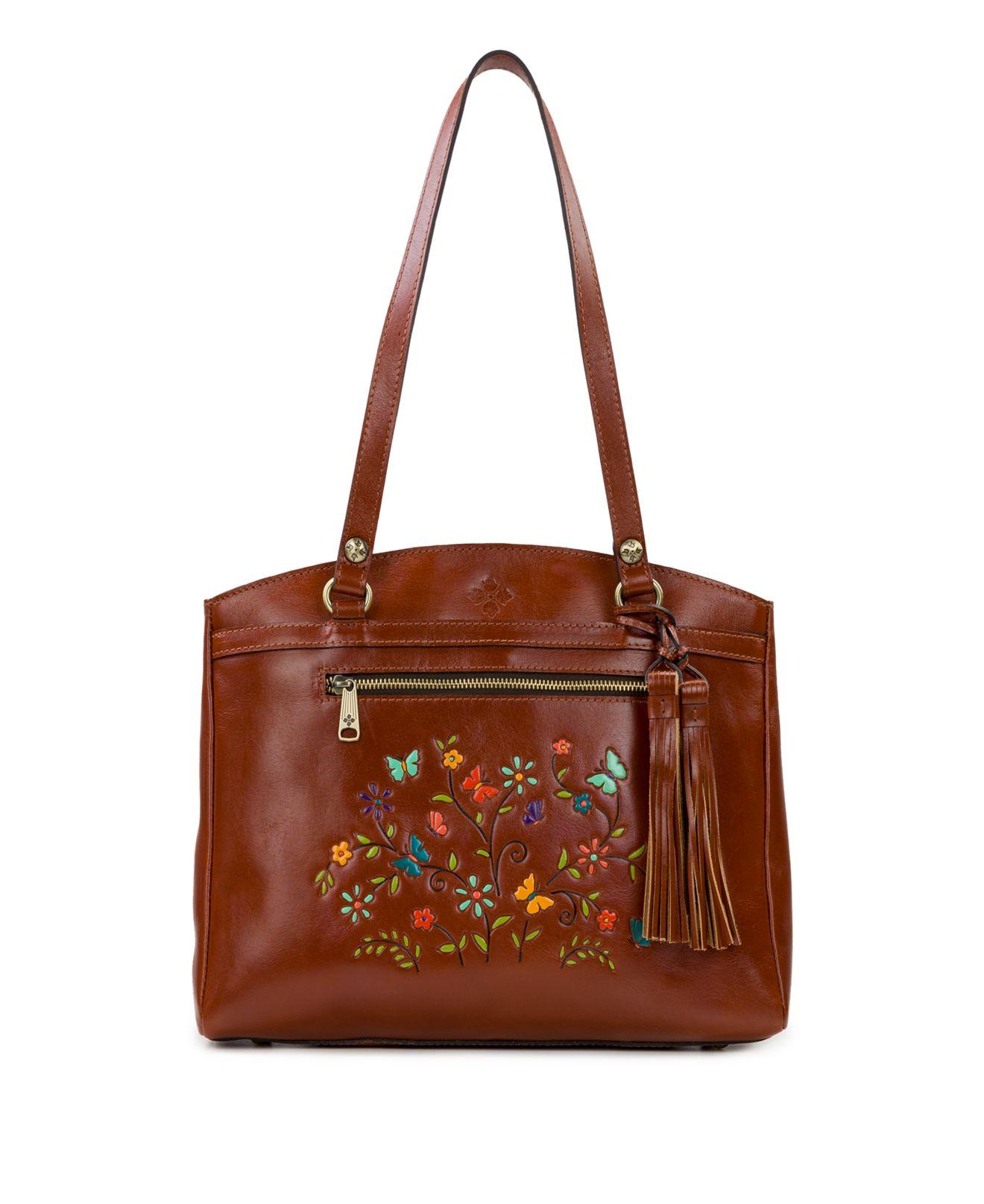 Patricia Nash Poppy Plaid Leather Tote in Brown Lyst
