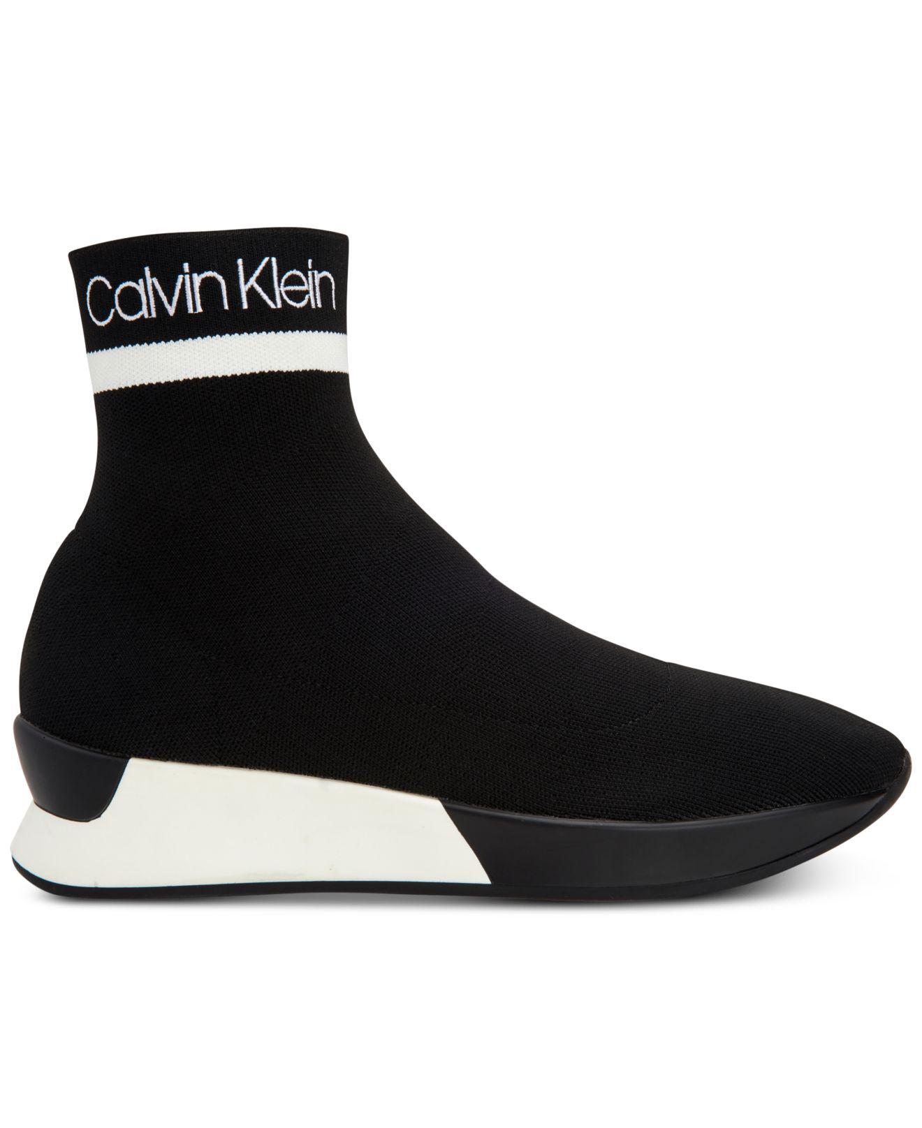 Calvin Klein Quan Stretch Knit Sneakers in Black/White (Black) | Lyst