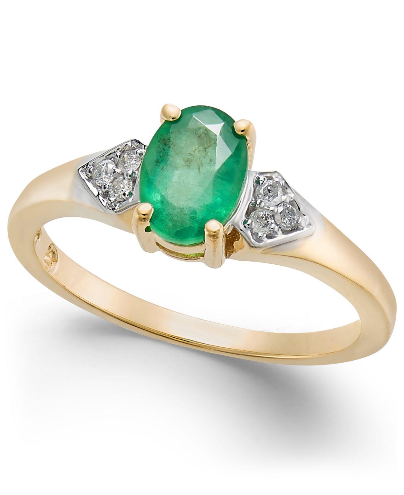 Macy's Emerald (3/4 Ct. T.w.) & Diamond Accent Ring In 14k Gold in